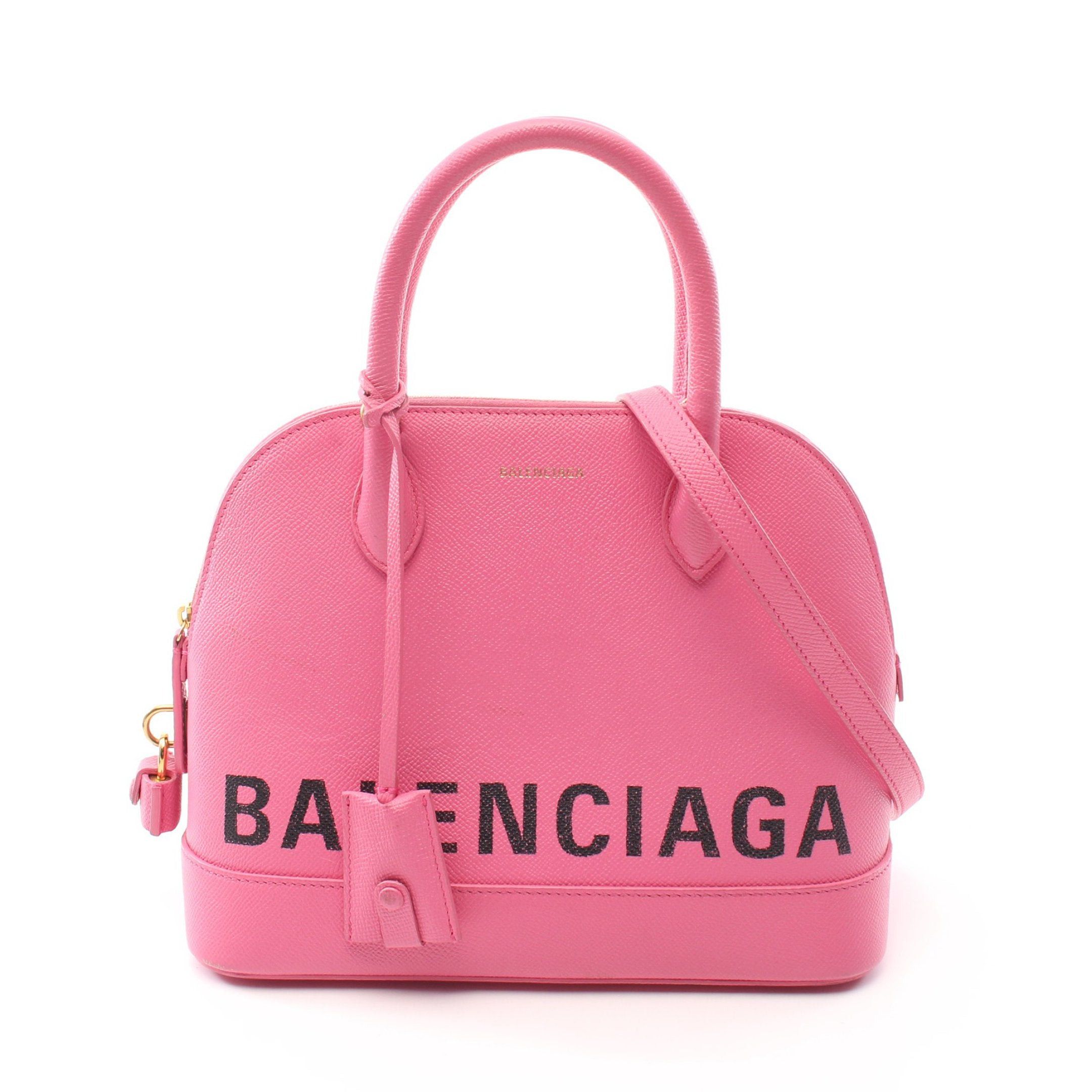 image of Balenciaga Ville Top Handle Bag S Handbag Leather Pink Black 2Way, Women's