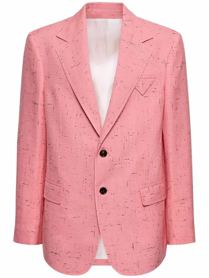 Japanese Brand o1s1rm03266 Textured Criss-Cross Viscose Silk Jacket in Pink Size US M / EU 48-50 / 2 - 1 Thumbnail