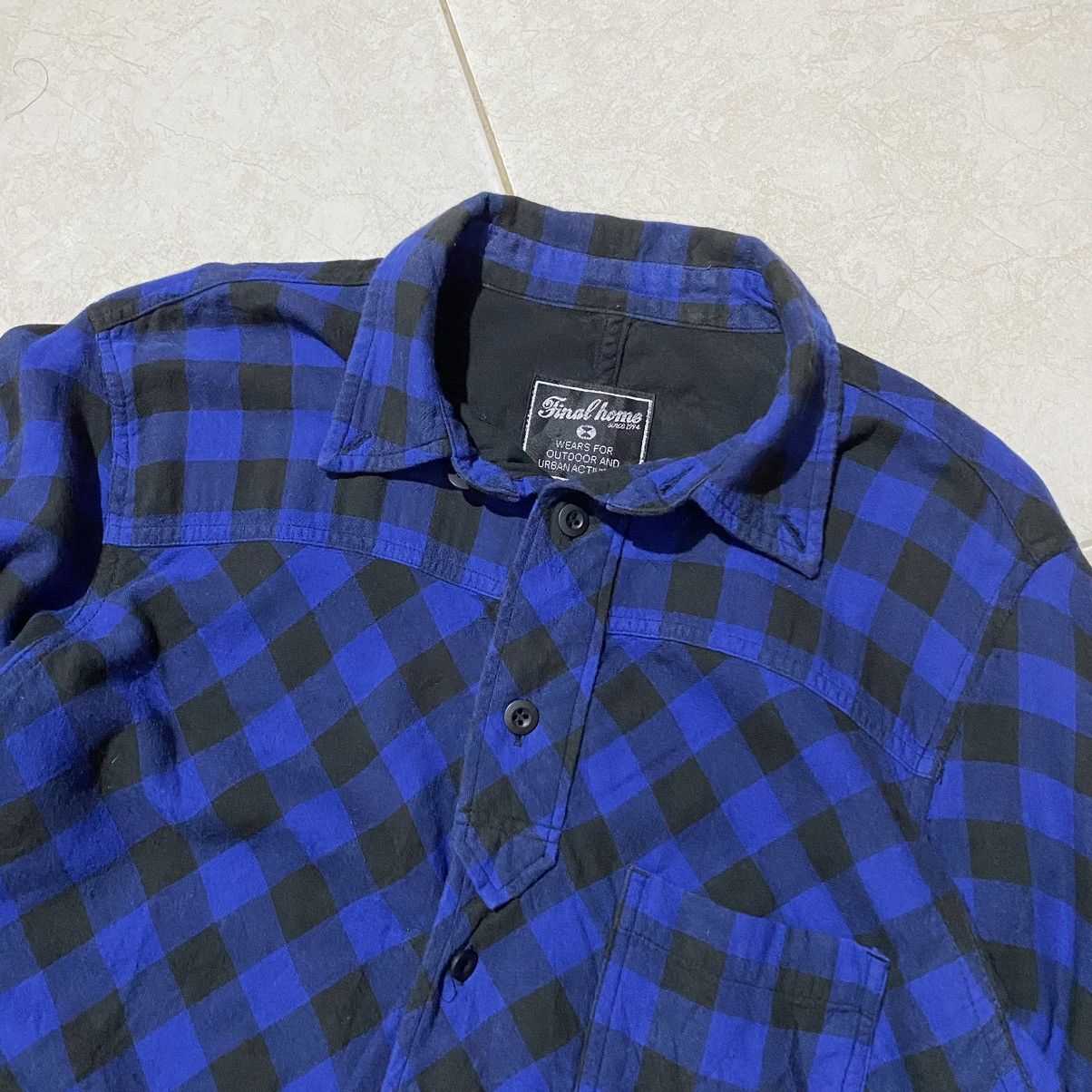 Final Home Final Home Blue/black dyed flannel shirt Size US M / EU 48-50 / 2 - 2 Thumbnail