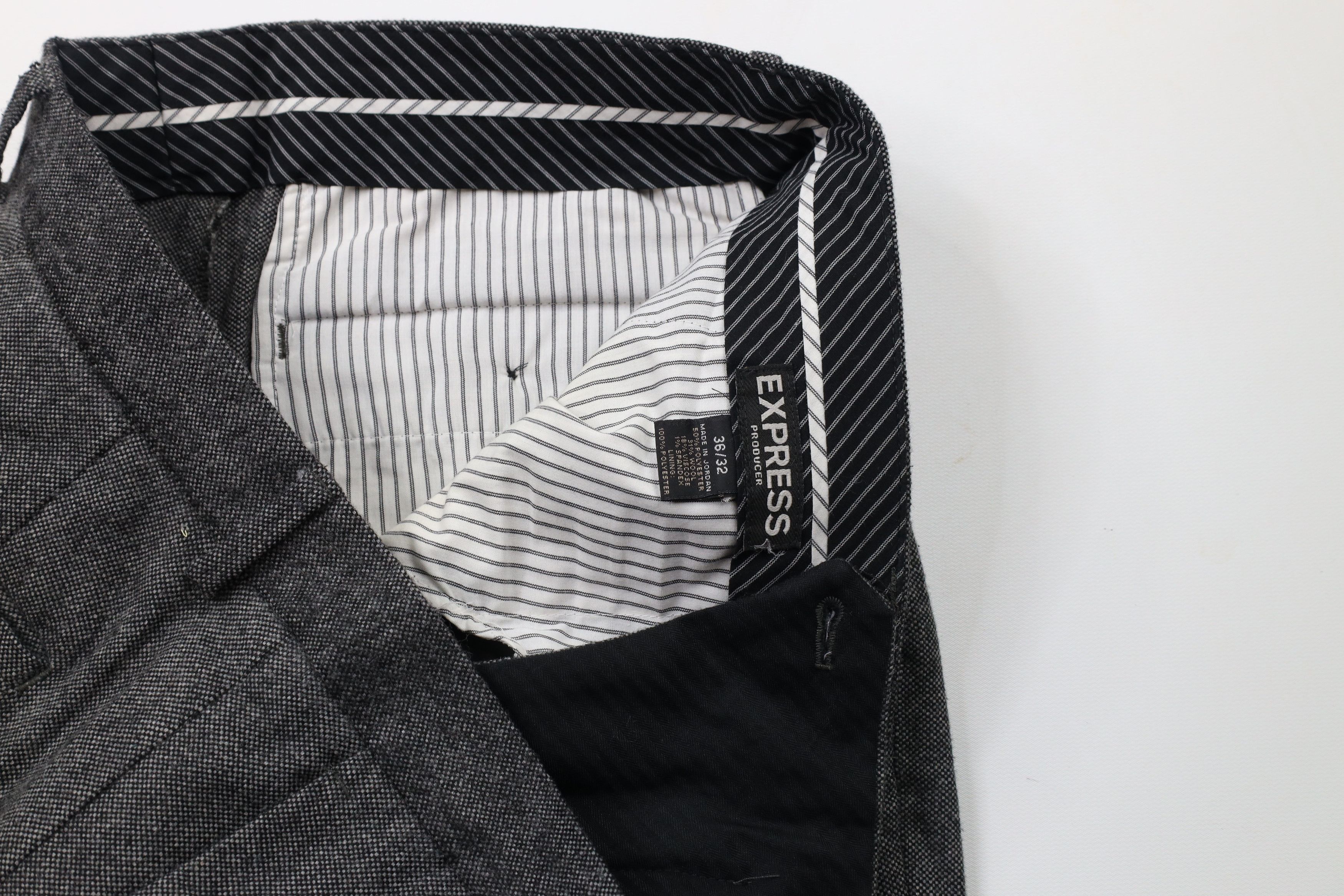 Express × Vintage Express Producer Tweed Flat Front Trousers Chino Pants Size US 36 / EU 52 - 6 Thumbnail