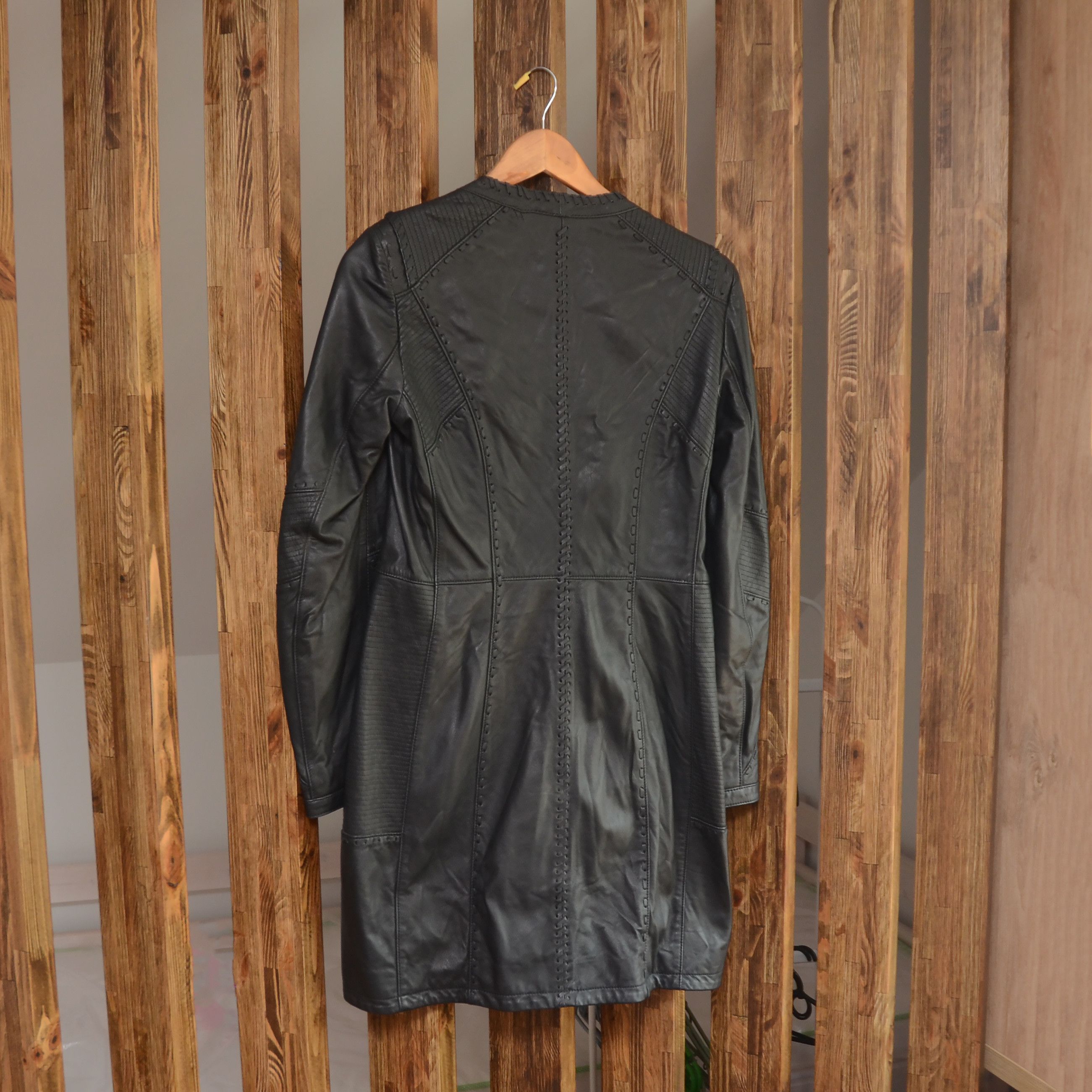 Genuine Leather Marc Cain Black Leather Long Coat Jacket Size N2 Colour 900 Size M / US 6-8 / IT 42-44 - 4 Thumbnail