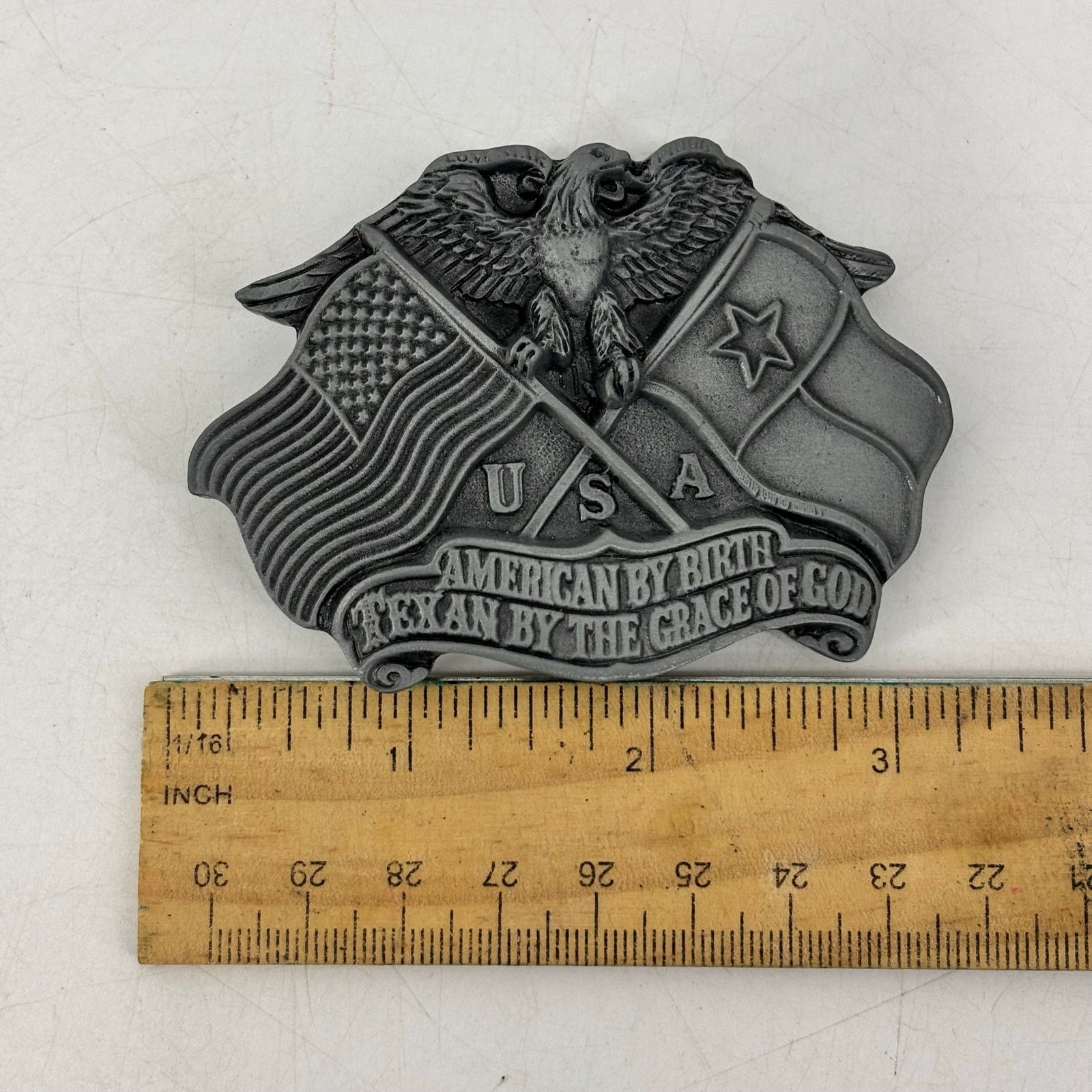 Vintage Great American Belt Buckle Texas by The Grace of God Pewter Size ONE SIZE - 3 Thumbnail