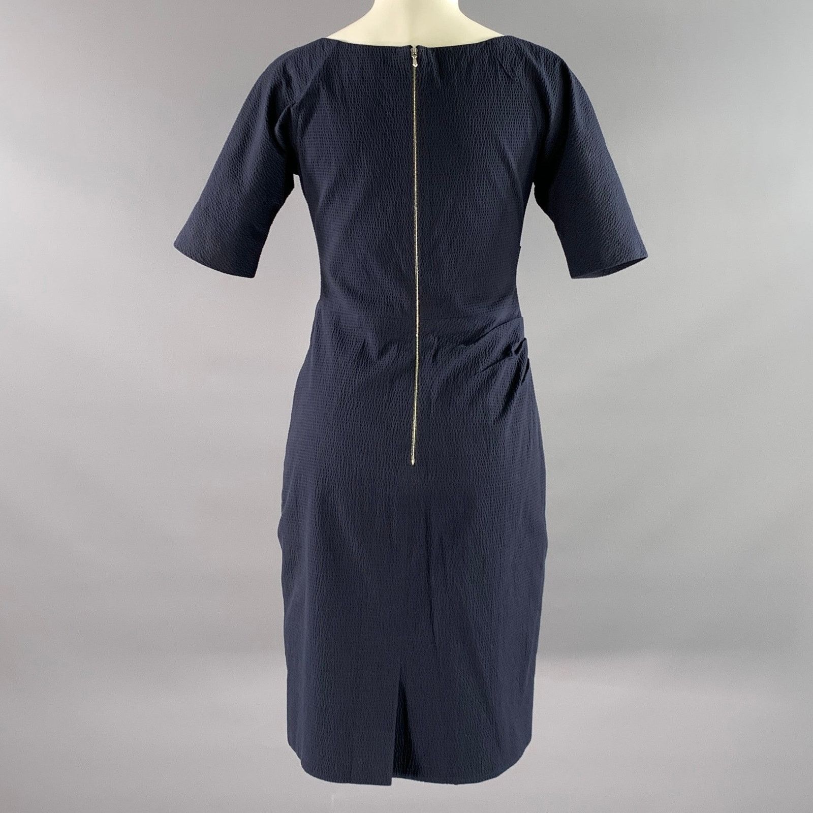 Lela Rose LELA ROSE Size 6 Navy Ruched Sheath Below Knee Dress Size M / US 6-8 / IT 42-44 - 3 Thumbnail
