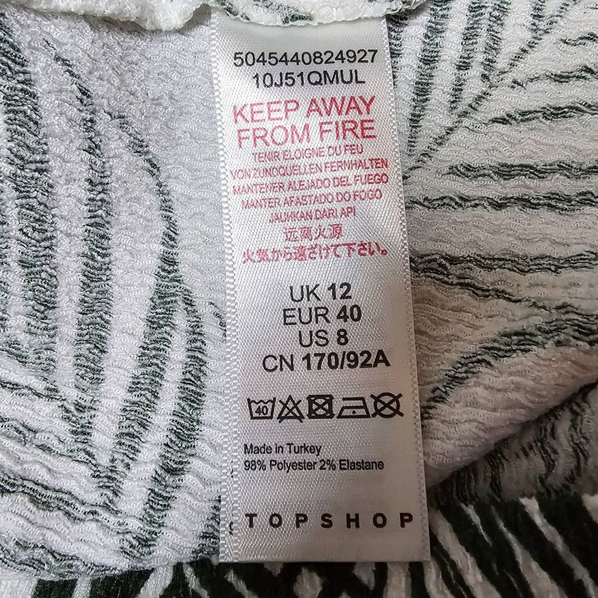 Topshop TopShop Mini Sundress Palm Leaf Pattern Tie Straps Size 8 Size M / US 6-8 / IT 42-44 - 7 Thumbnail