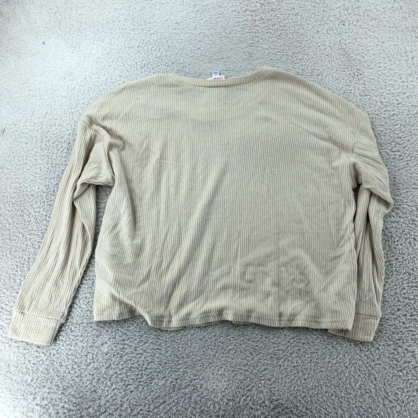 Vintage LuLaRoe Shirt Womens XL Beige Ribbed Long Sleeve Lounge Knit Soft Top Size XL / US 12-14 / IT 48-50 - 4 Thumbnail
