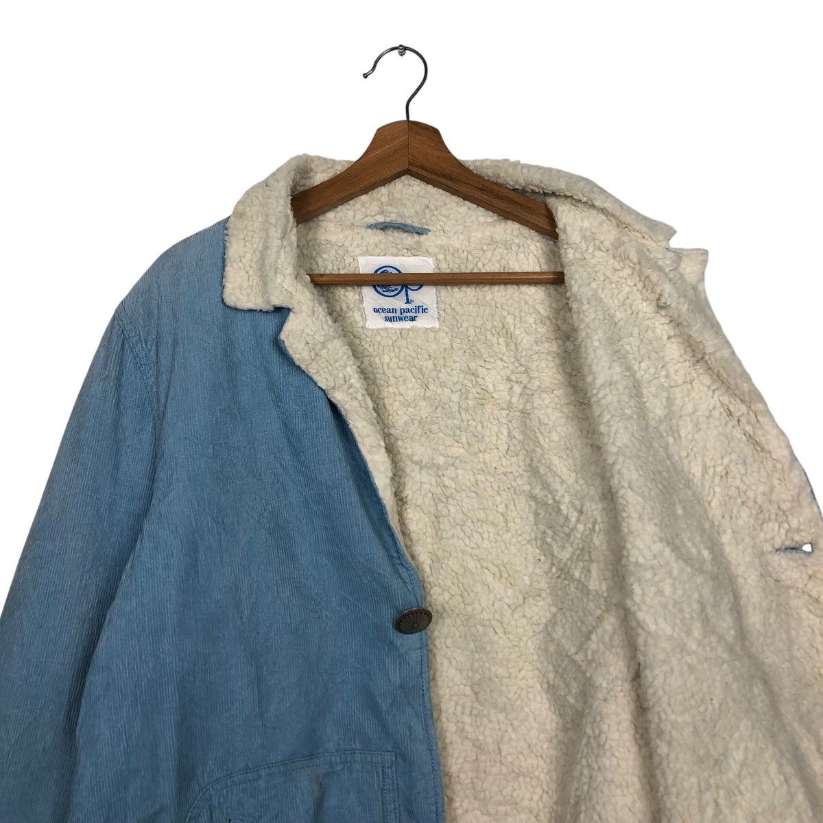 Japanese Brand × Ocean Pacific × Vintage 📌Vintage Indigo Denim Jacket Ocean Pacific Fur Lining Size US L / EU 52-54 / 3 - 13 Thumbnail