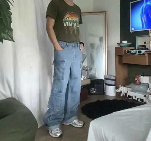 Jean Flap Pocket Cargo Jeans Size US 34 / EU 50 - 3 Thumbnail