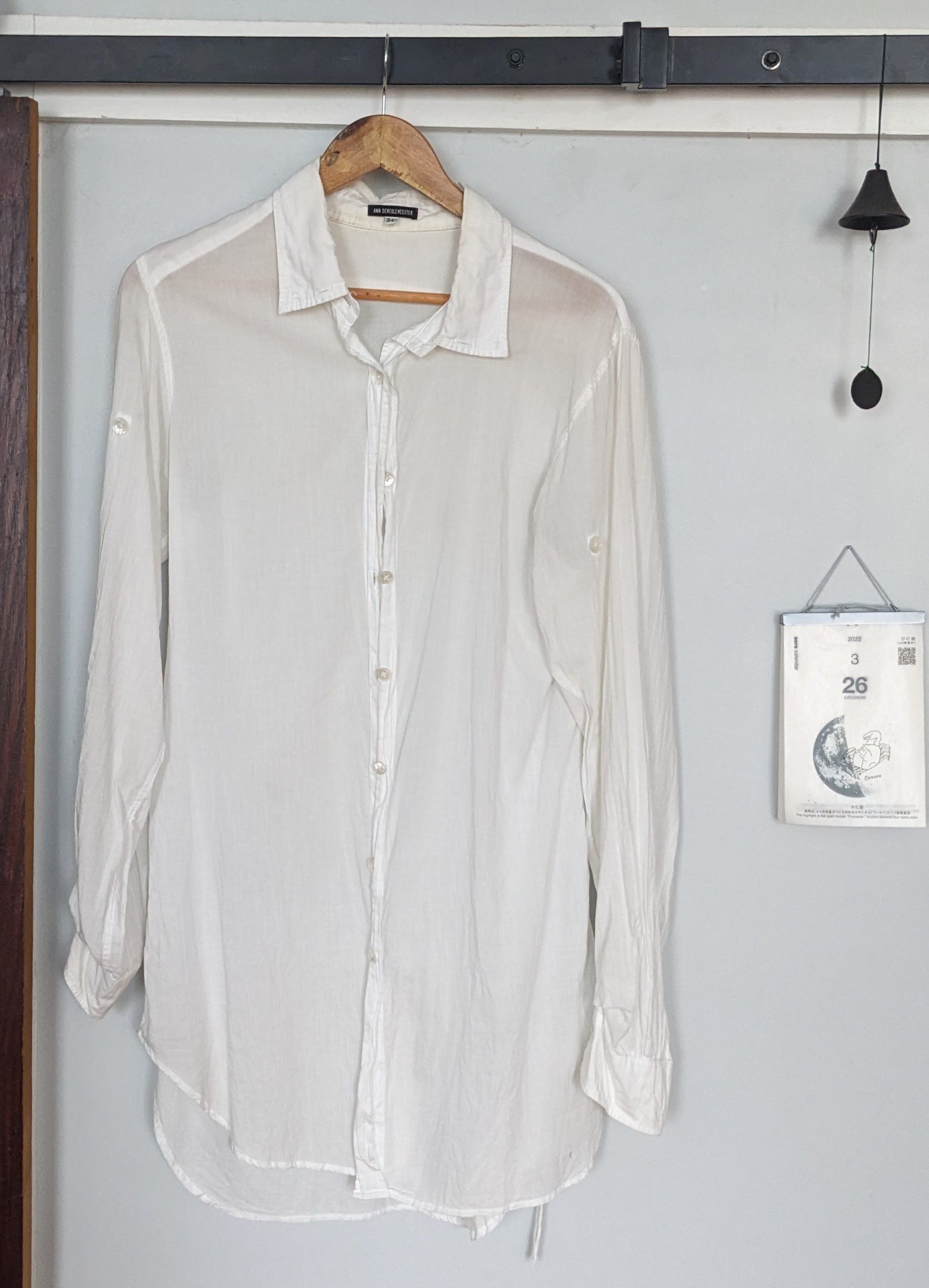 image of Ann Demeulemeester Oversized Button Shirt in White, Men's (Size Medium)