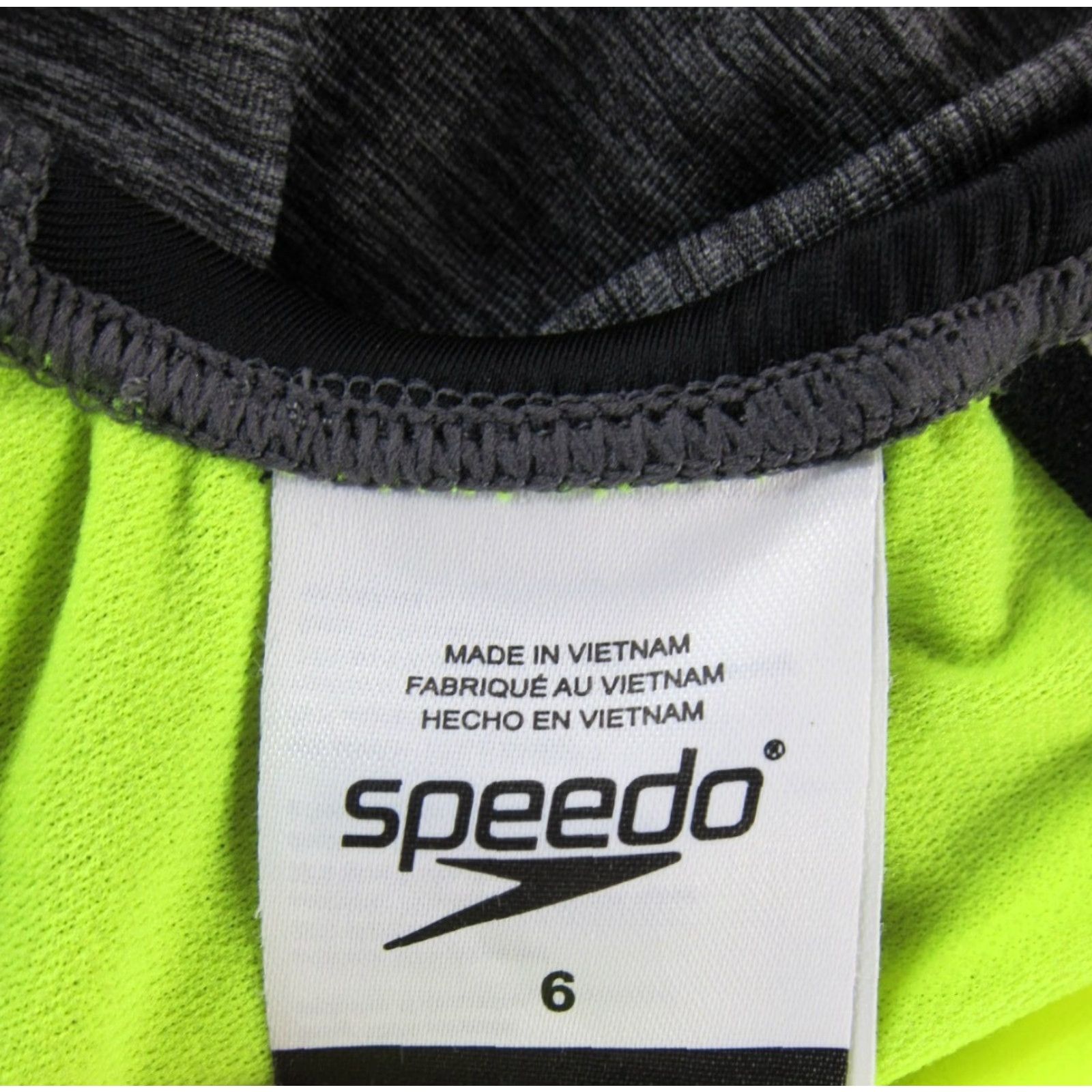 Speedo Speedo Grey Black Neon Green Racerback Hydro Bra Team One Piece Swimsuit Women 6 Size ONE SIZE - 3 Thumbnail