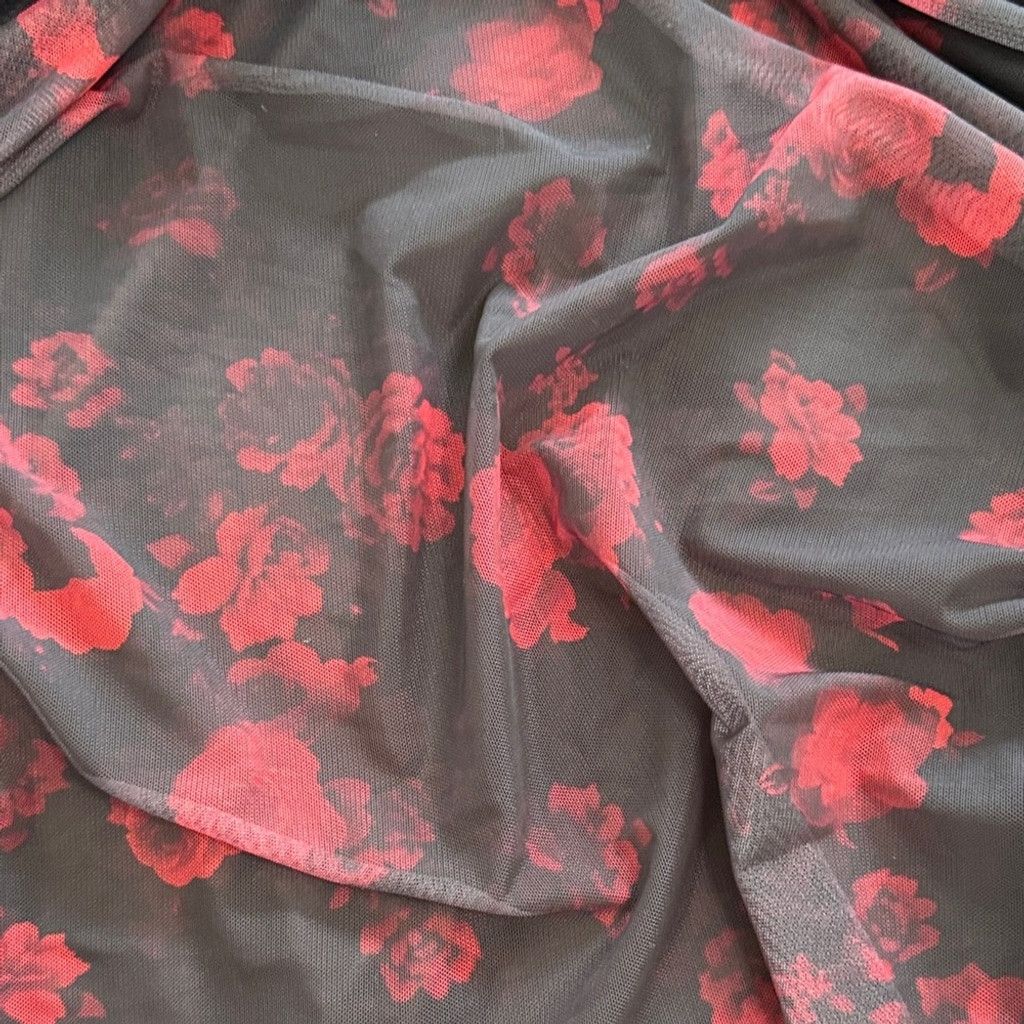 Abercrombie & Fitch One-Shoulder Red and Black Floral Dress Size L / US 10 / IT 46 - 4 Thumbnail