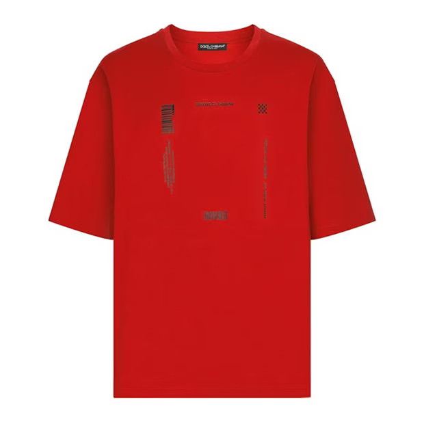 image of Dolce Gabbana O1G2R1Mq0324 T-Shirts In Rosso & Red in Rosso/Red, Men's (Size Small)