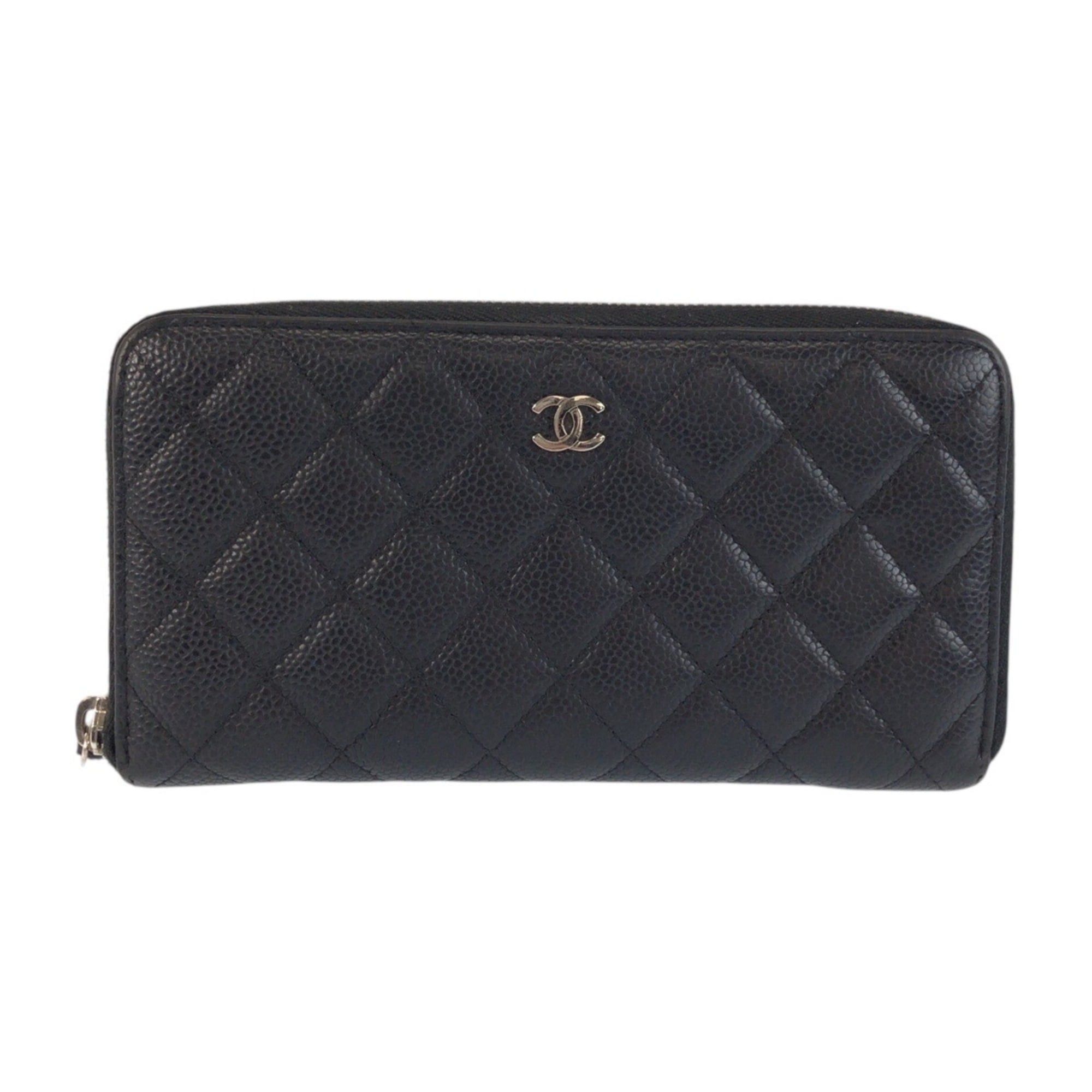 Chanel CHANEL Coco Mark Matelassé Black Leather Long Wallet with Silver Hardware for Women Size ONE SIZE - 1 Thumbnail