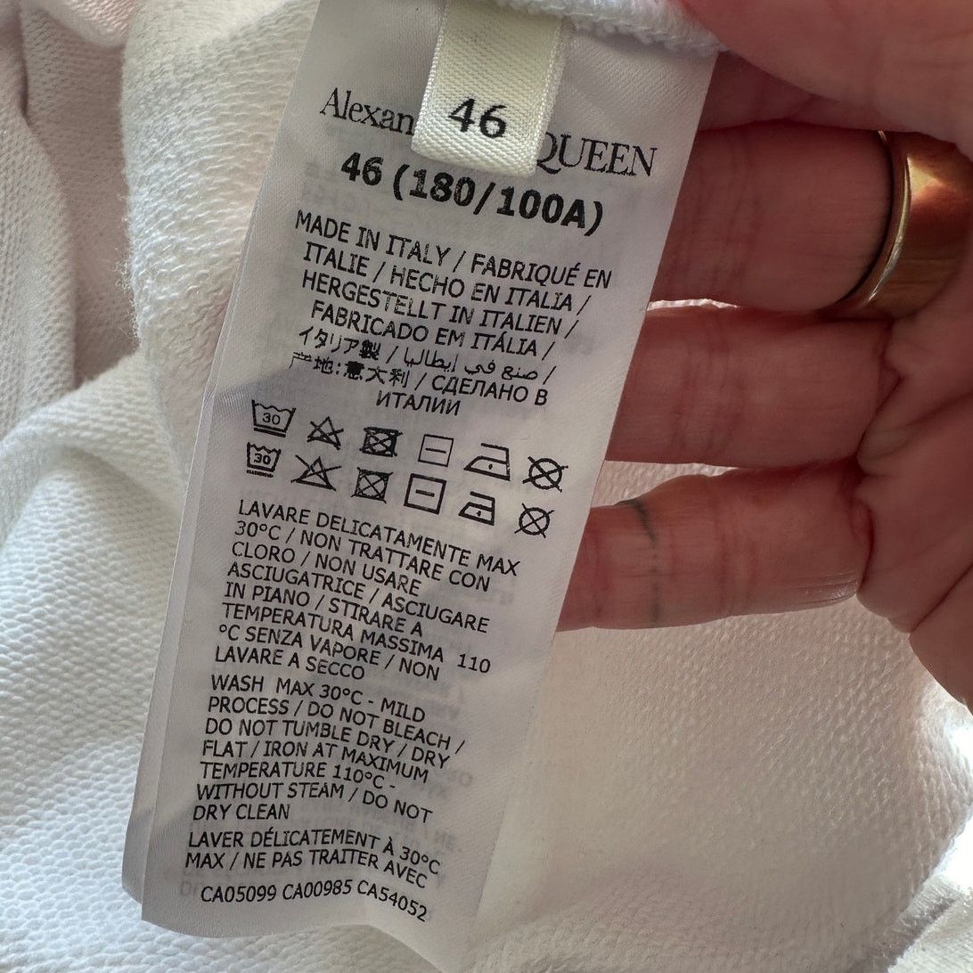 Alexander McQueen Alexander McQueen White Red Print Cotton Sweatshirt 46 / 12 Size XL / US 12-14 / IT 48-50 - 9 Thumbnail