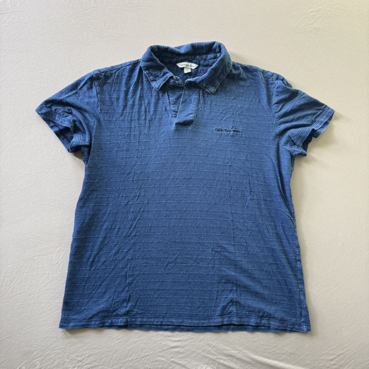 Calvin Klein Calvin Klein Jeans Textured-Stripe Johnny-Collar Polo Shirt Size US M / EU 48-50 / 2 - 1 Thumbnail