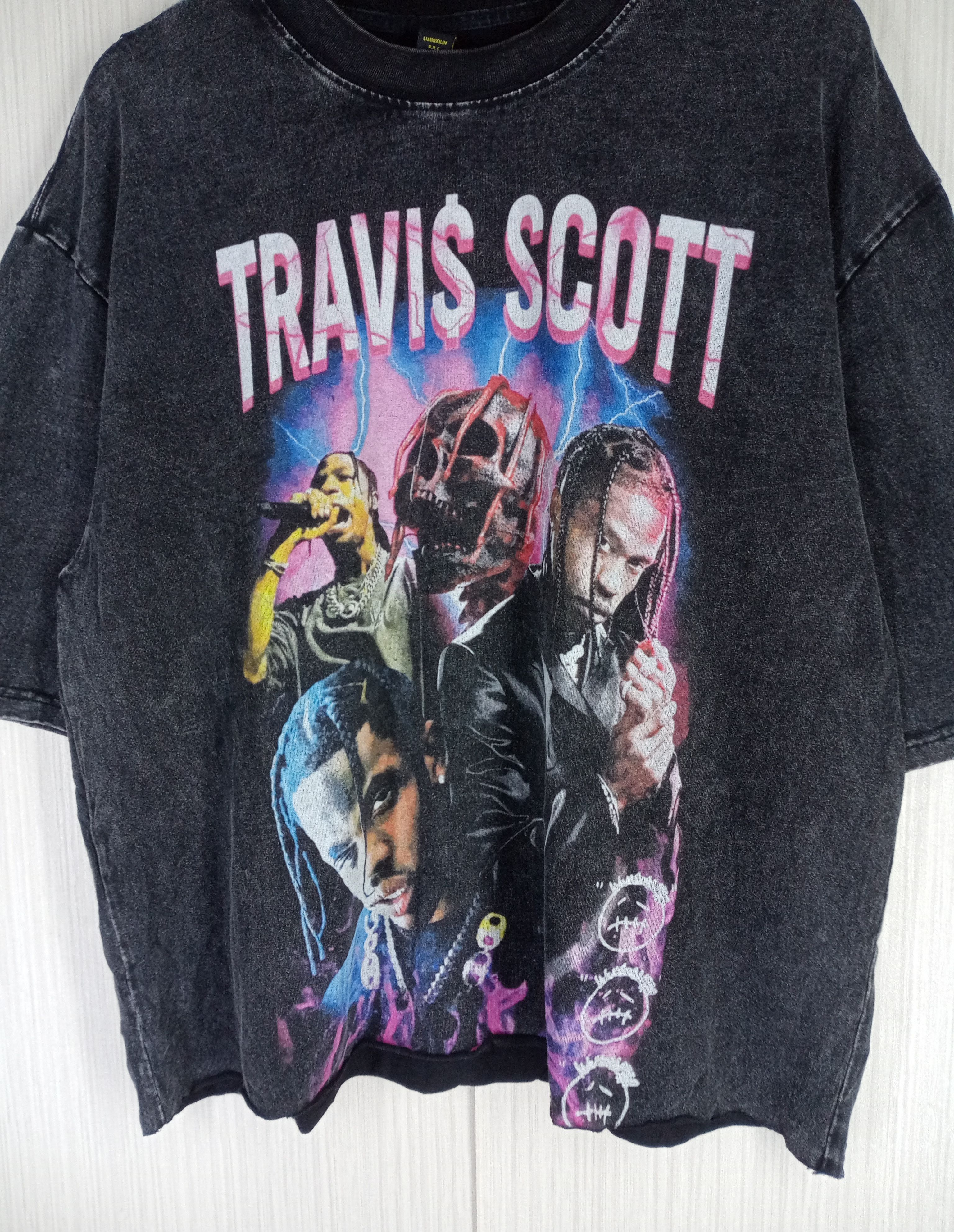 Japanese Brand × Rap Tees × Travis Scott Rare Vintage Travis Scott Black Washed Tshirt Size US M / EU 48-50 / 2 - 2 Thumbnail