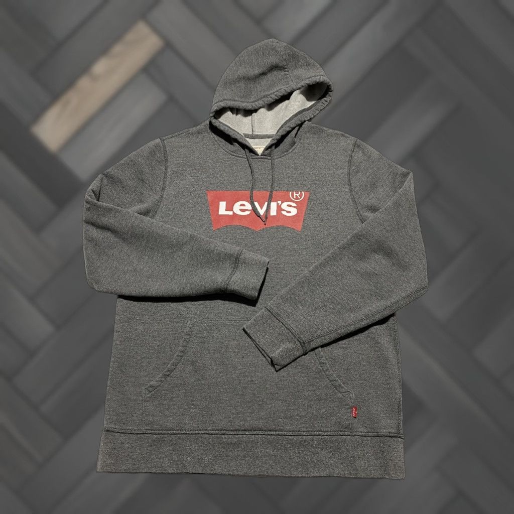 Levi's Levi's Hoodie Sweatshirt Mens M Gray Batwing Logo Graphic Pullover Fleece Size US M / EU 48-50 / 2 - 1 Thumbnail