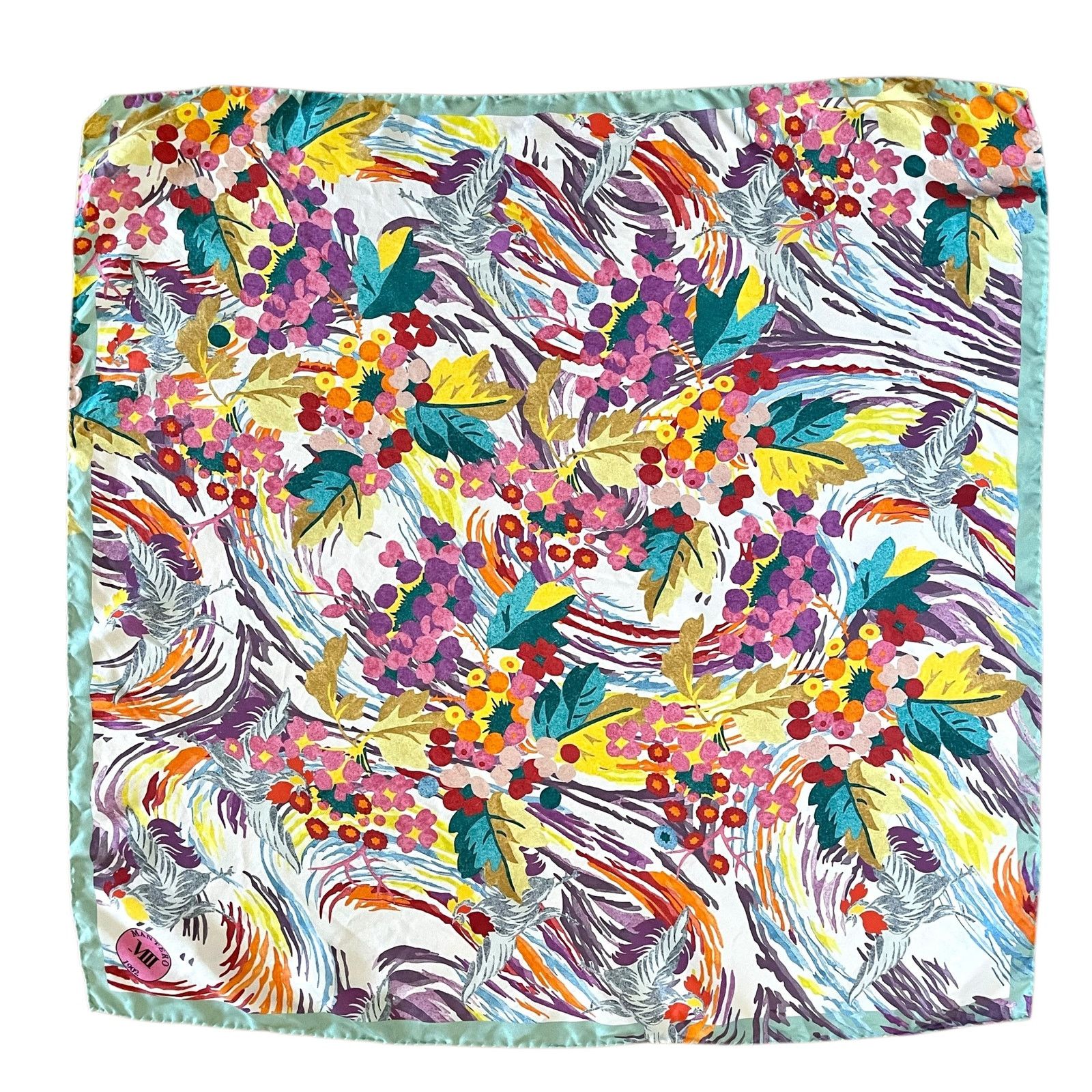 Other Mantero 1902 Colorful Floral Phoenix Silk Twill Square Scarf Size ONE SIZE - 2 Thumbnail