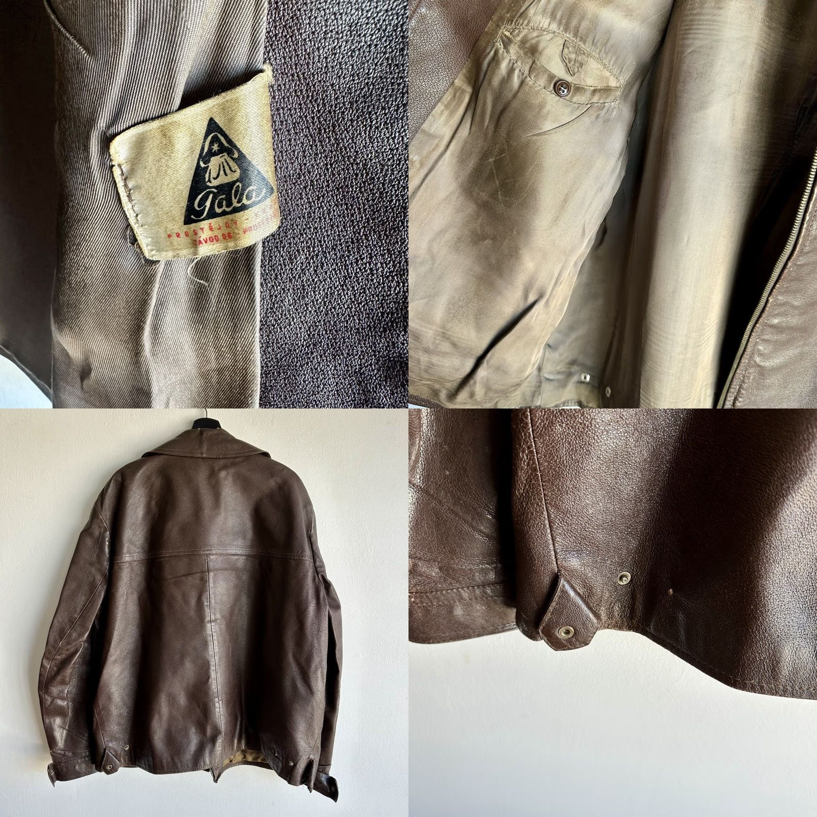 Vintage VINTAGE Leather Jacket 1950s Czech Gala High Quality 3XL Size US XXL / EU 58 / 5 - 8 Thumbnail