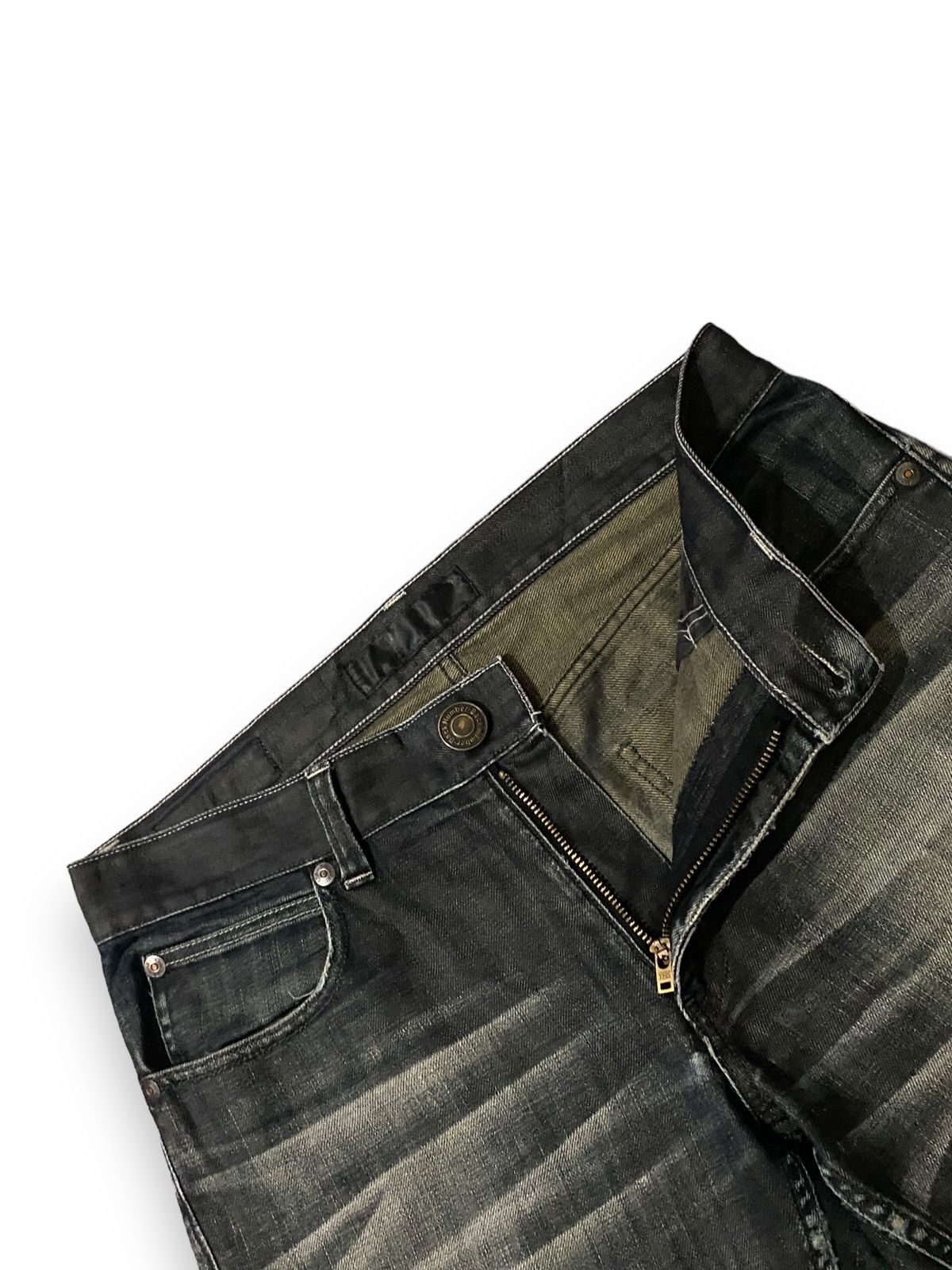 Japanese Brand Vintage Japan Back Number Black Wash Distressed Jeans Denim Size US 35 - 13 Thumbnail
