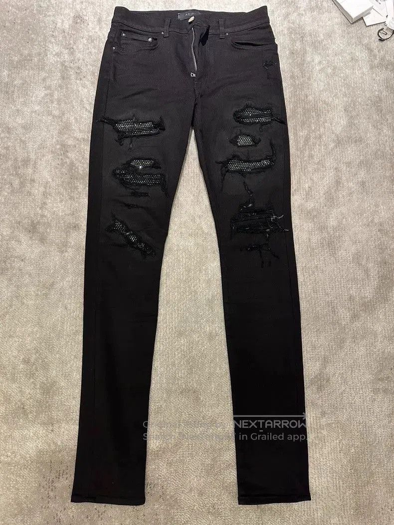 Amiri Amiri Black Crystal Destroy Jean. Size US 31 - 1 Thumbnail