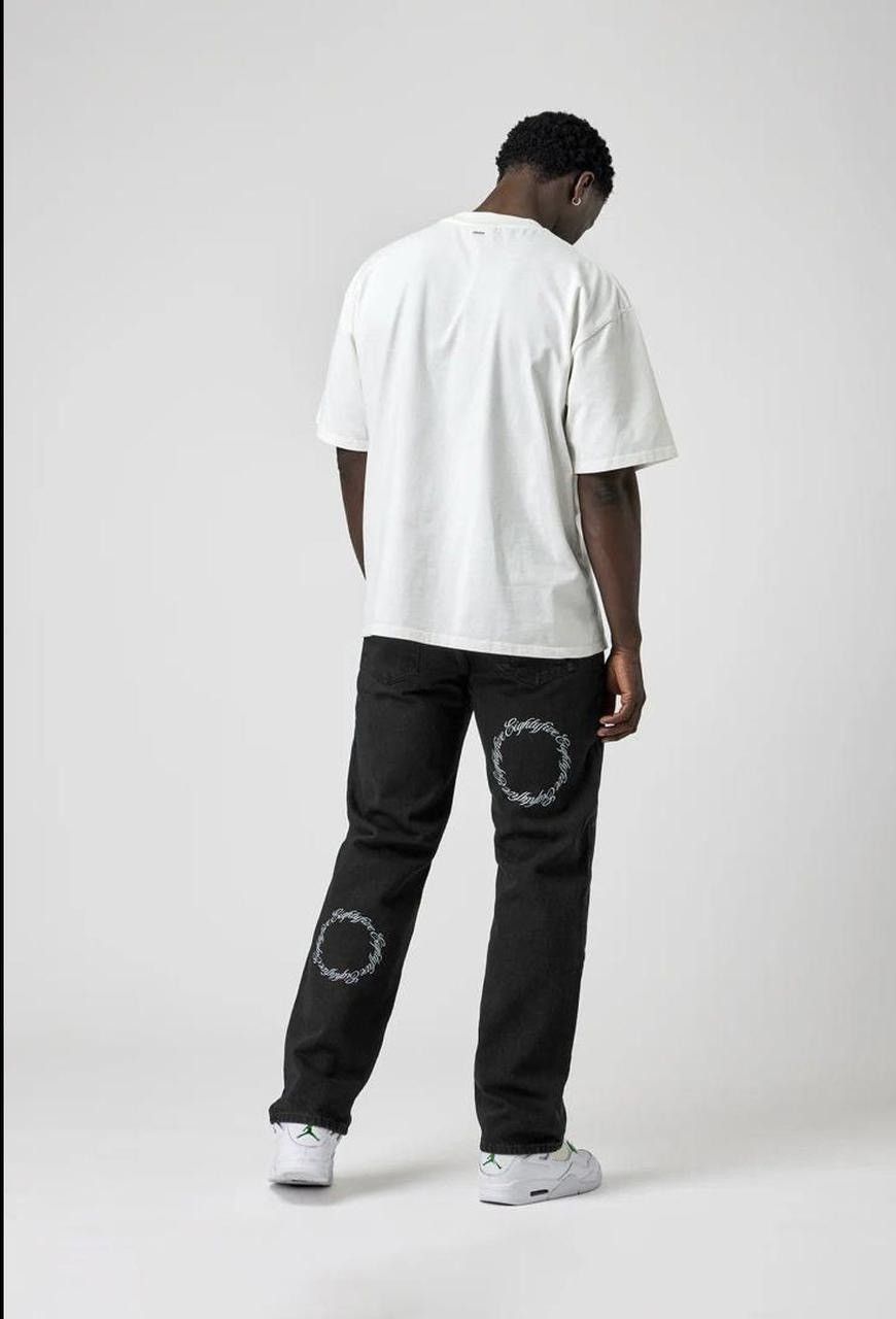Designer EIGHTYFIVE ROUND LOGO PRINT JEANS BLACK WASHED Size US 32 / EU 48 - 8 Thumbnail