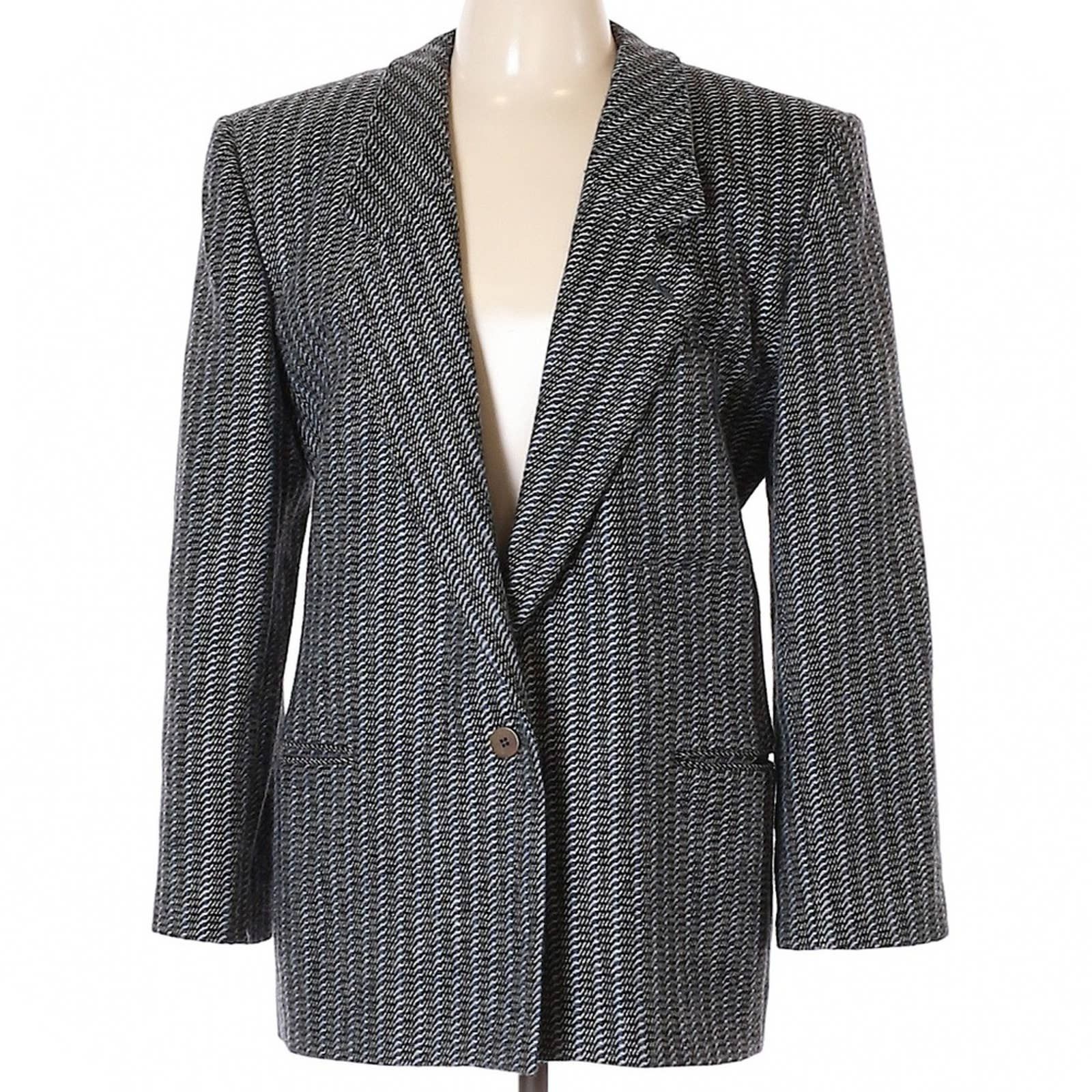 VINTAGE Like New Giorgio Armani 90's Gray Tweed Wool Blazer