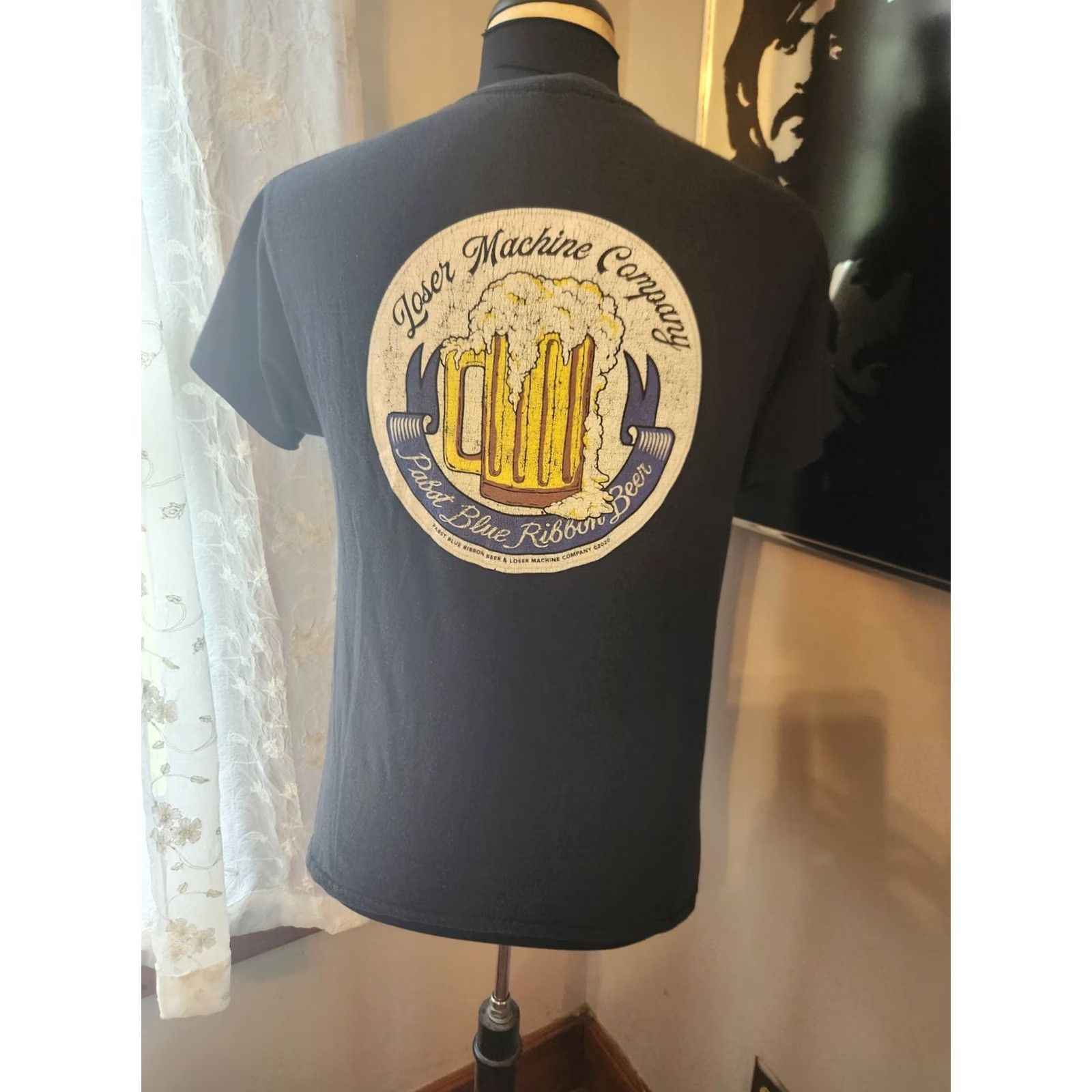 Vintage Pabst Blue Ribbon Loser Machine T-Shirt Adult Medium Black Beer Retro Mens Size US M / EU 48-50 / 2 - 3 Thumbnail