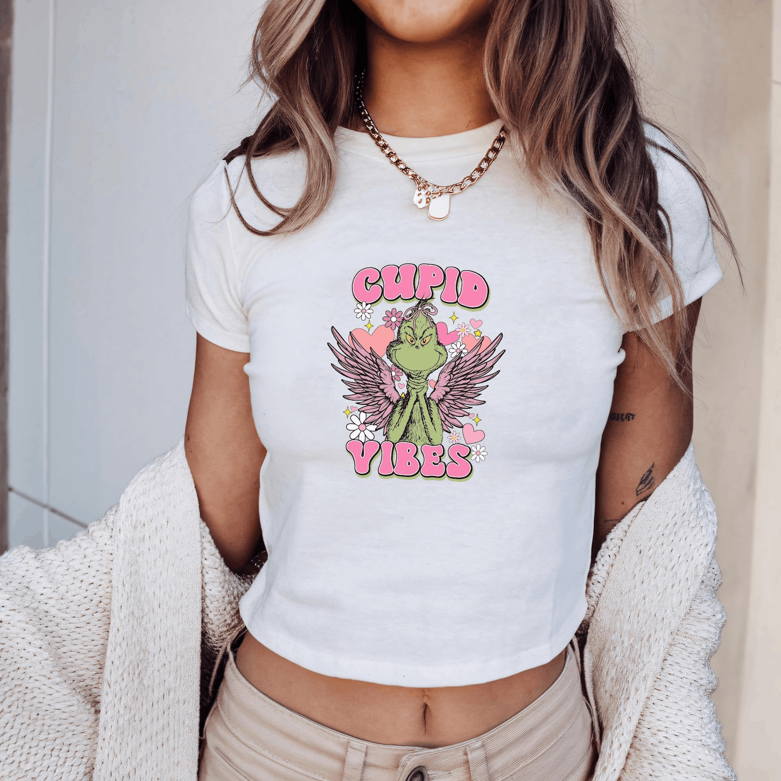 Other Cupid Vibes Baby Tee – Funny Valentine Angel Wings Shirt Size XL / US 12-14 / IT 48-50 - 2 Thumbnail