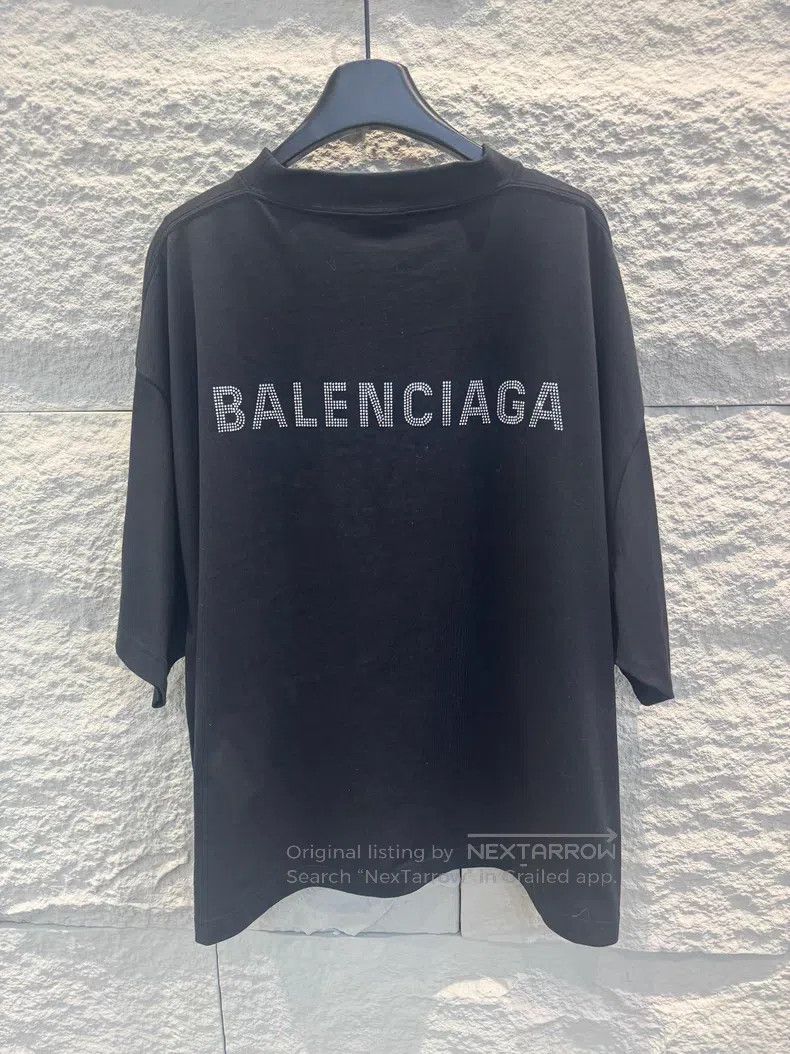 Balenciaga Balenciaga Front and Back Rhinestone Logo Short Sleeve Size US XL / EU 56 / 4 - 2 Thumbnail