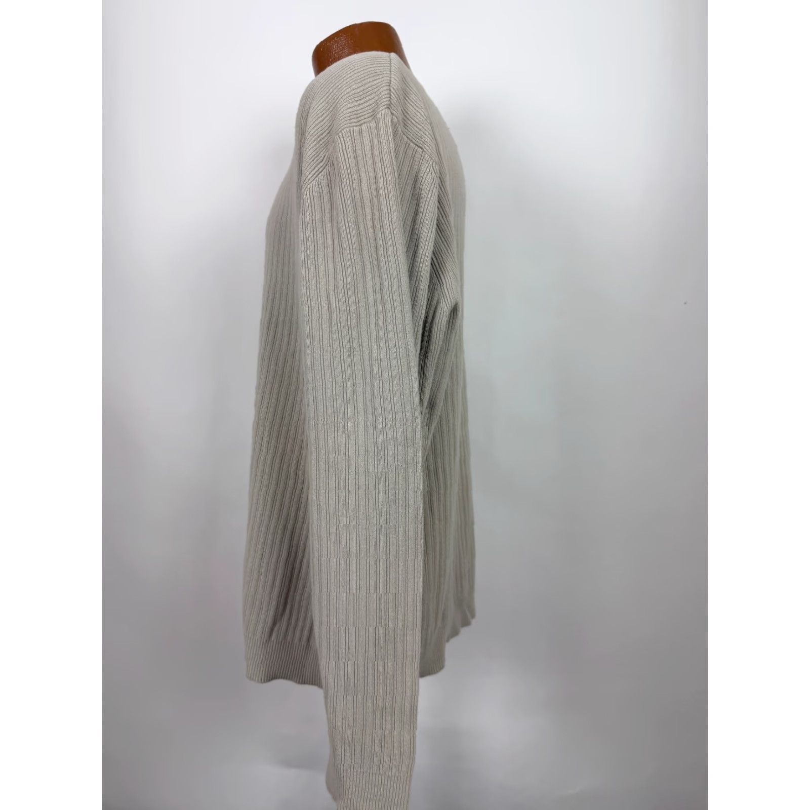 Banana Republic Banana Republic Ribbed Shirt Men XL Beige Cotton Vintage Y2K 90s Preppy Heavyweight Knit Crew Neck T-Shirt - Regular Fit Size US XL / EU 56 / 4 - 6 Thumbnail