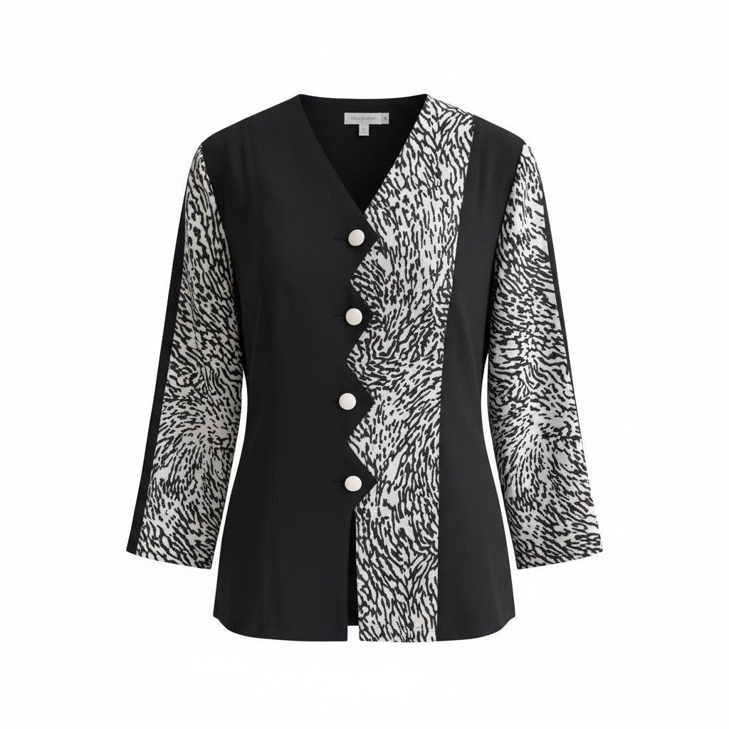 Vintage 80s blazer black and white vintage blazer size zebra print Size M / US 6-8 / IT 42-44 - 2 Thumbnail