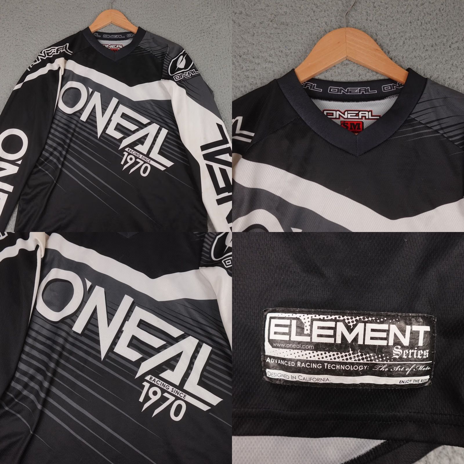 Element O'Neal Racing Jersey Mens Small Black Long Sleeve Element Grunge Y2K Motorcross Size US S / EU 44-46 / 1 - 8 Thumbnail