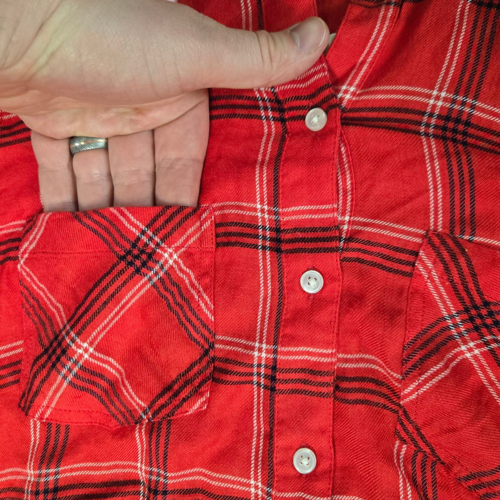 Lucky Brand Lucky Brand Red Plaid Flannel Button Up Top Size XS Size XS / US 0-2 / IT 36-38 - 4 Thumbnail