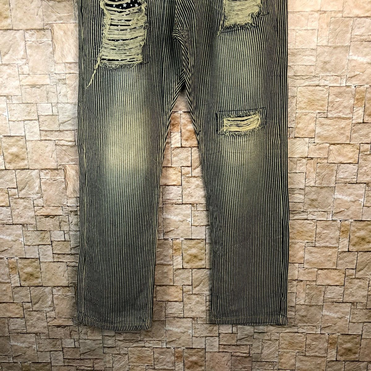 Japanese Brand Japan double waist Stripe Distressed cargo Pants #A1021 Size US 29 - 6 Thumbnail