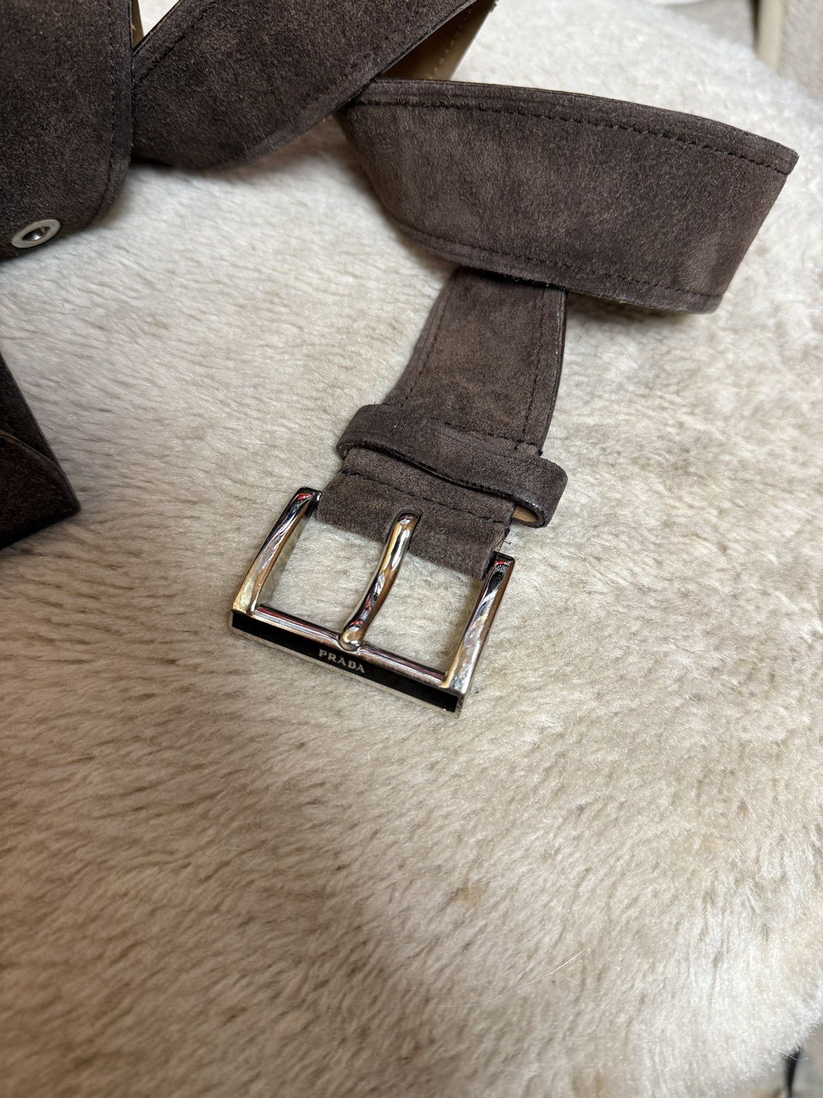 Prada PRADA Leather Metal Logo Belt y2k Size ONE SIZE - 3 Thumbnail