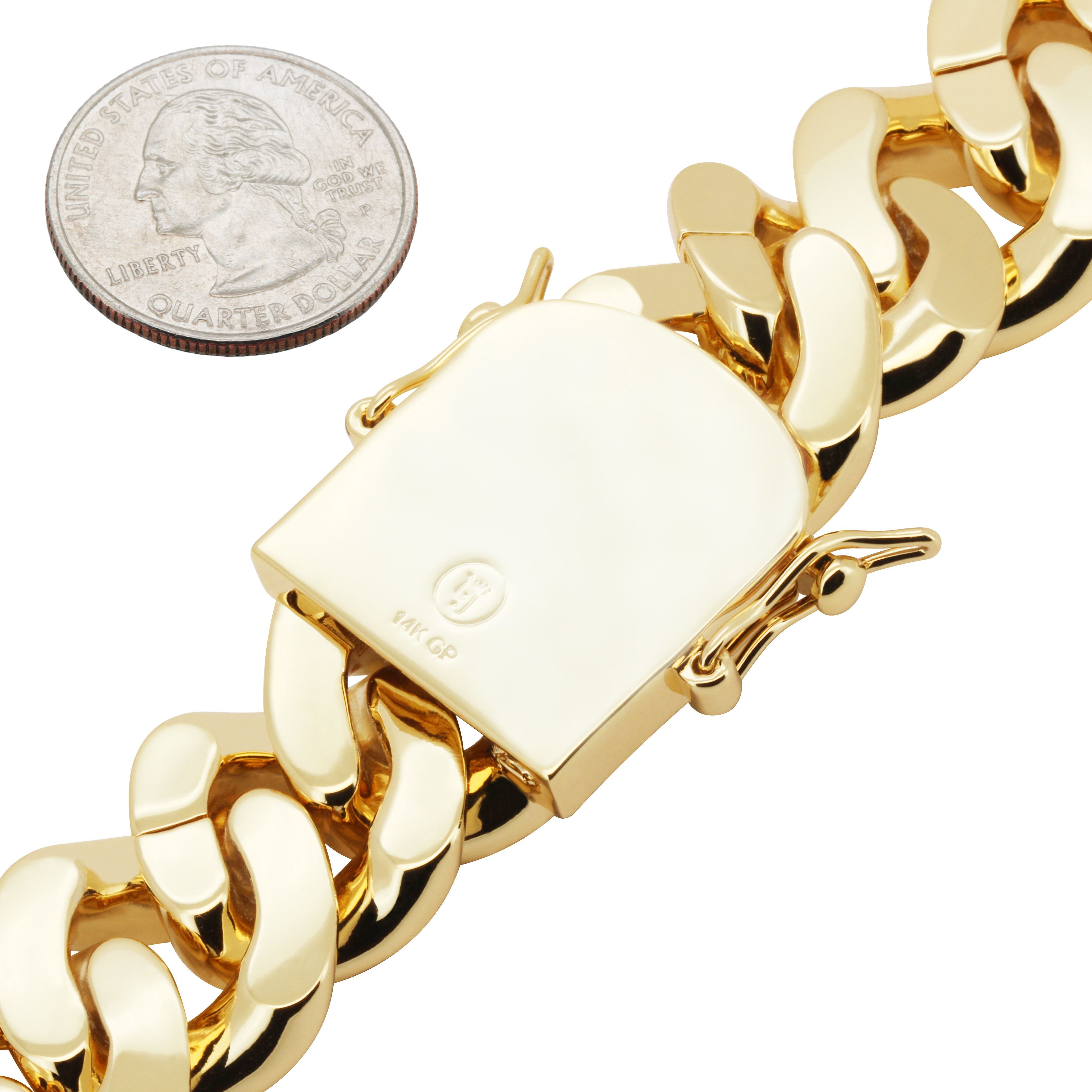 Other 14k Yellow Gold Plated AAA CZ 24mm Cuban Link Bracelet 9” Size ONE SIZE - 3 Thumbnail