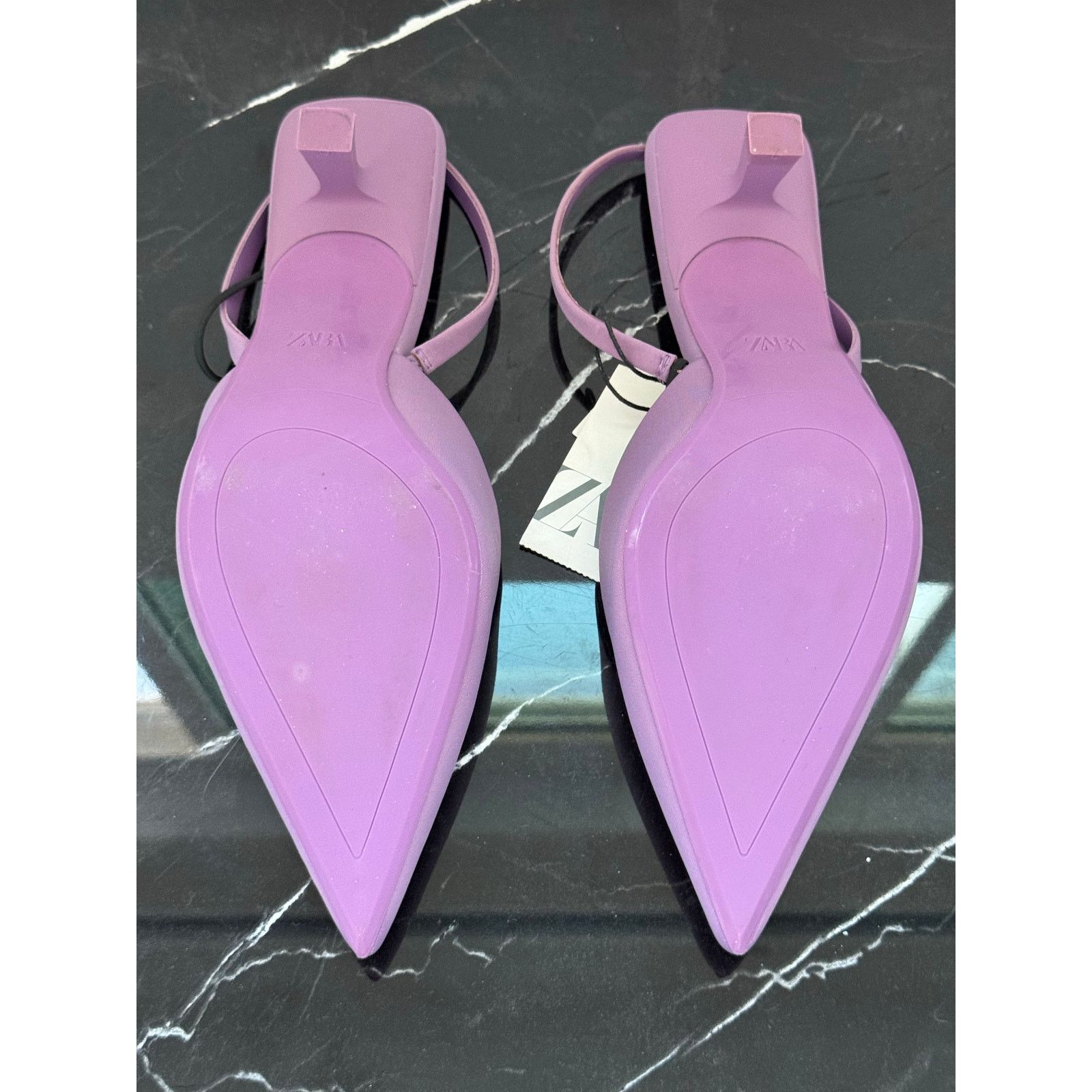 Zara Zara Lavender Pointed Toe Slingback Kitten Heels Size US 9 / IT 39 - 8 Thumbnail