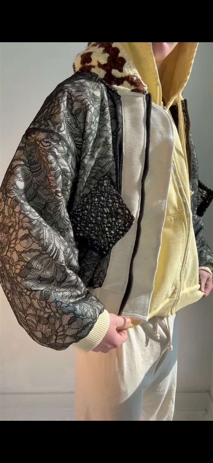 Vintage Military Bomber Lace Knit Zipper Jacket Size US L / EU 52-54 / 3 - 7 Thumbnail