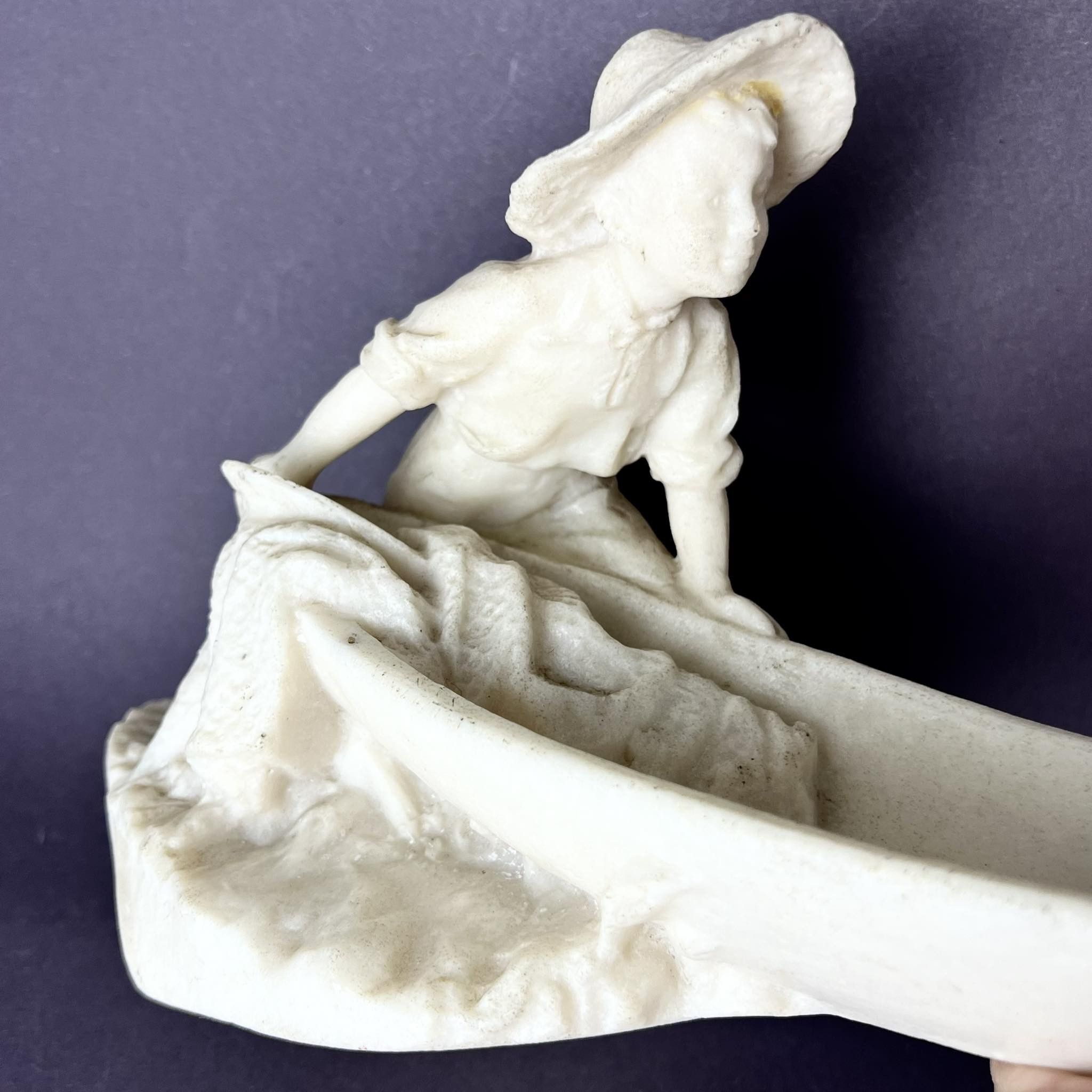 Vintage 1950 Vintage USSR Figure Statue Boy with Boat Tom Sawyer Size ONE SIZE - 3 Thumbnail