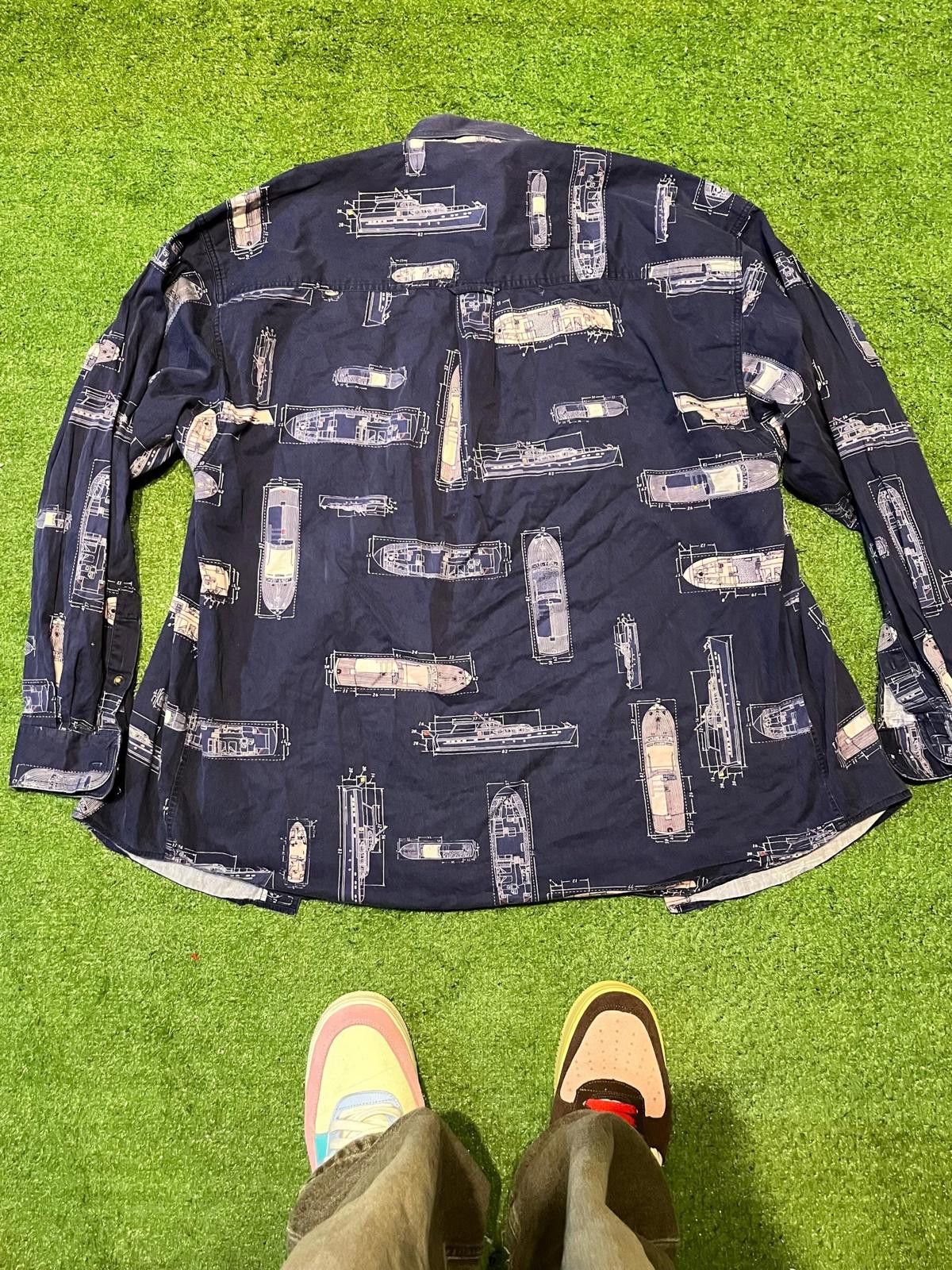 Other Red Bay Men's Casual Button-Up Shirt with Nautical Print Size ONE SIZE - 3 Thumbnail