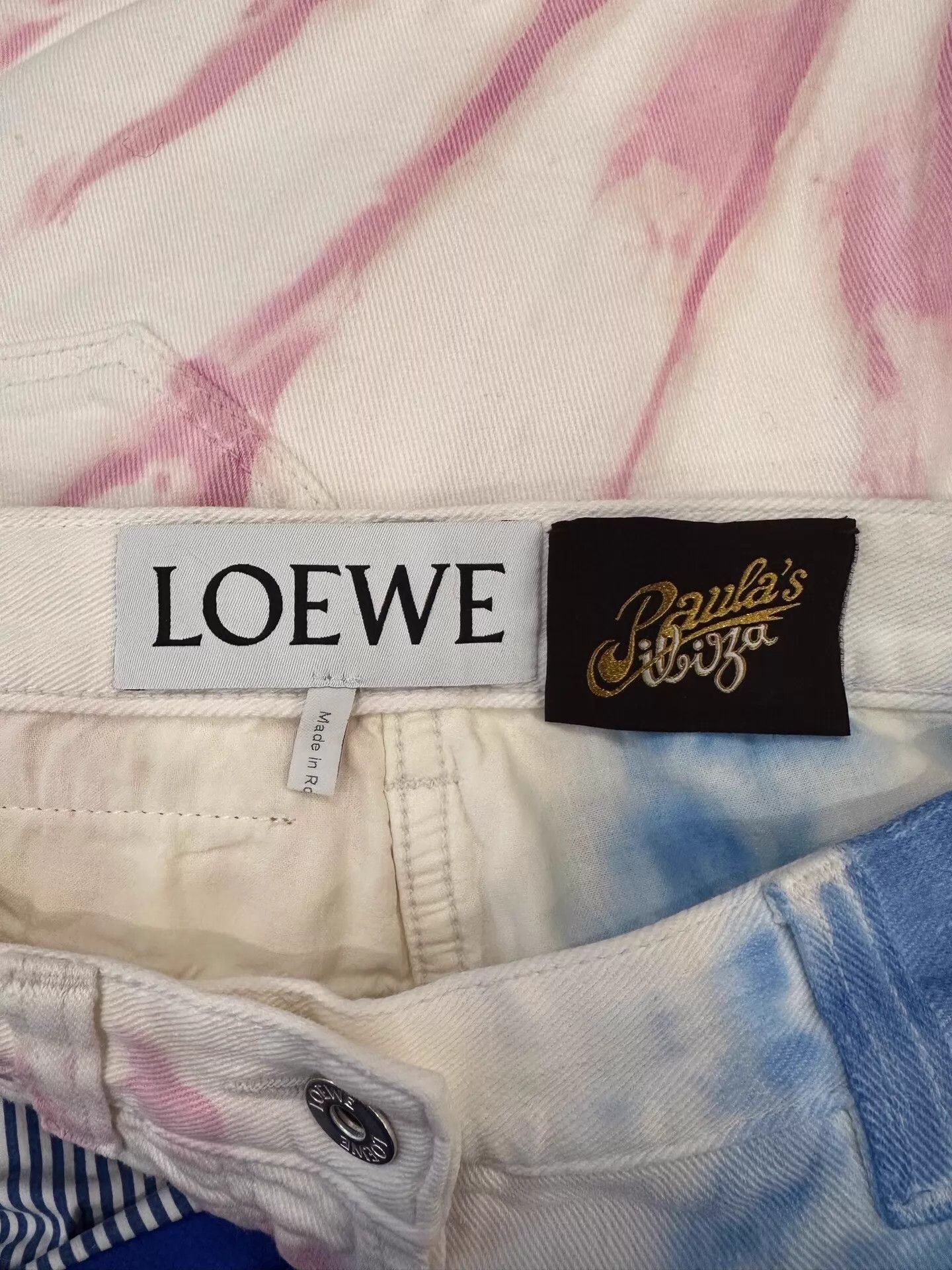 Loewe Loewe women's pink & blue tie-dye leather patch logo jeans Size 26" / US 2 / IT 38 - 5 Thumbnail