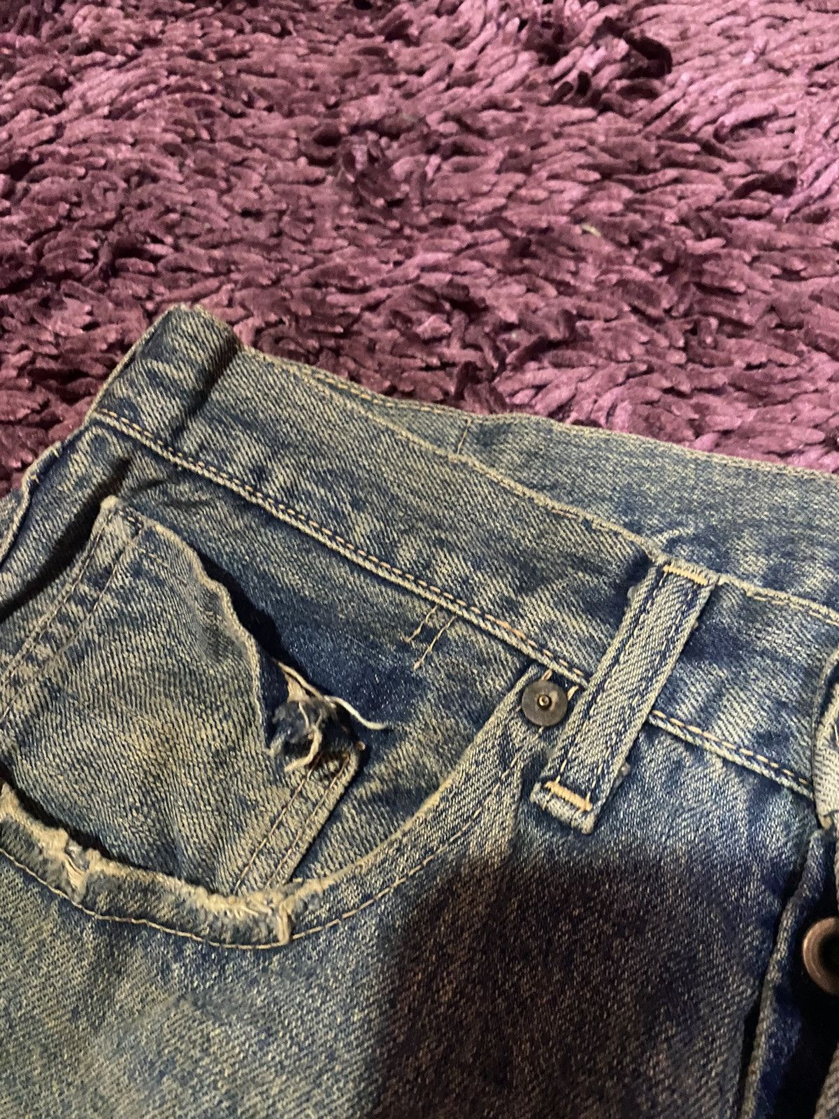 Levi's Vtg Trashed Levis 501xx BIG E 4501 WW2 Selvedge Jeans Size US 30 / EU 46 - 7 Thumbnail