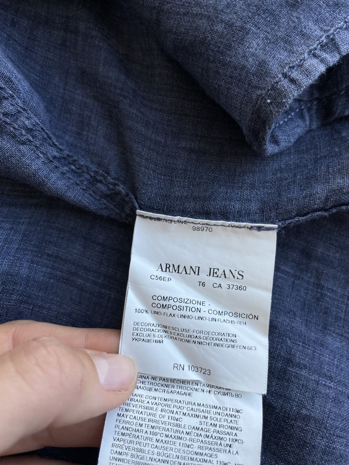 Armani Armani Jeans Linen Shirt Size US XL / EU 56 / 4 - 9 Thumbnail