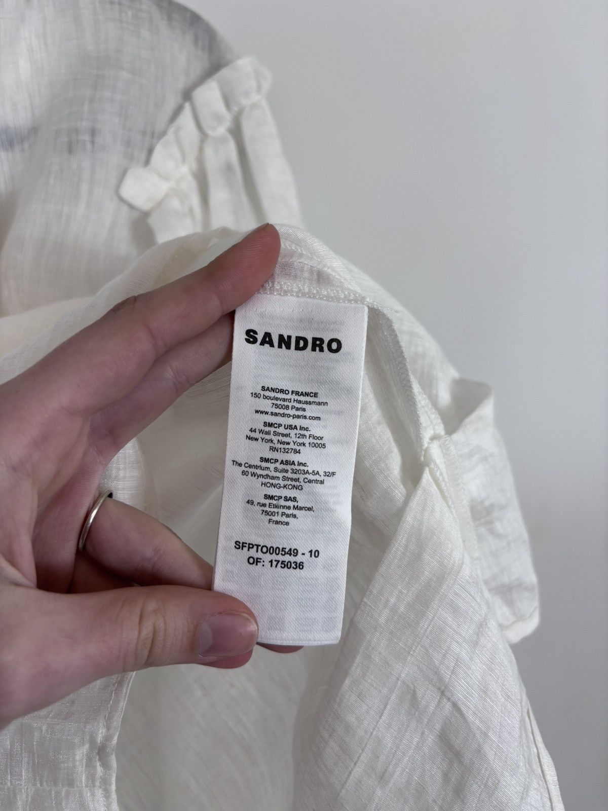 Sandro Sandro NWT Women’s White Babydoll Linen Blend Blouse Top Size S / US 4 / IT 40 - 13 Thumbnail