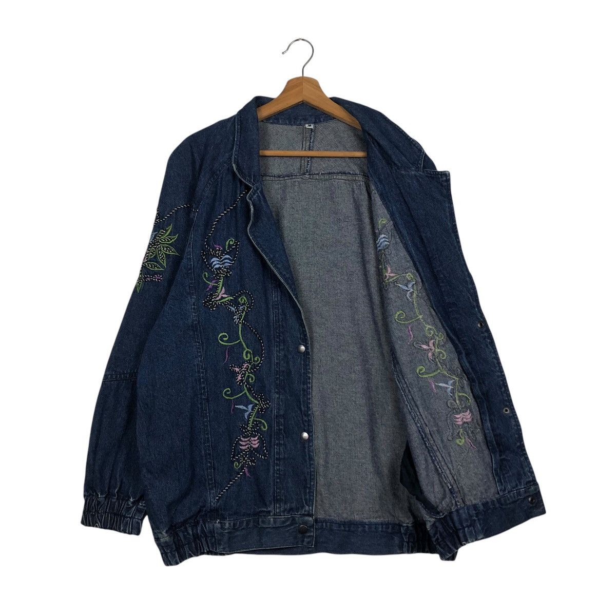 Japanese Brand 📌Vintage Denim Jacket Unbranded Floral Embroidered Big Logo Size US M / EU 48-50 / 2 - 12 Thumbnail