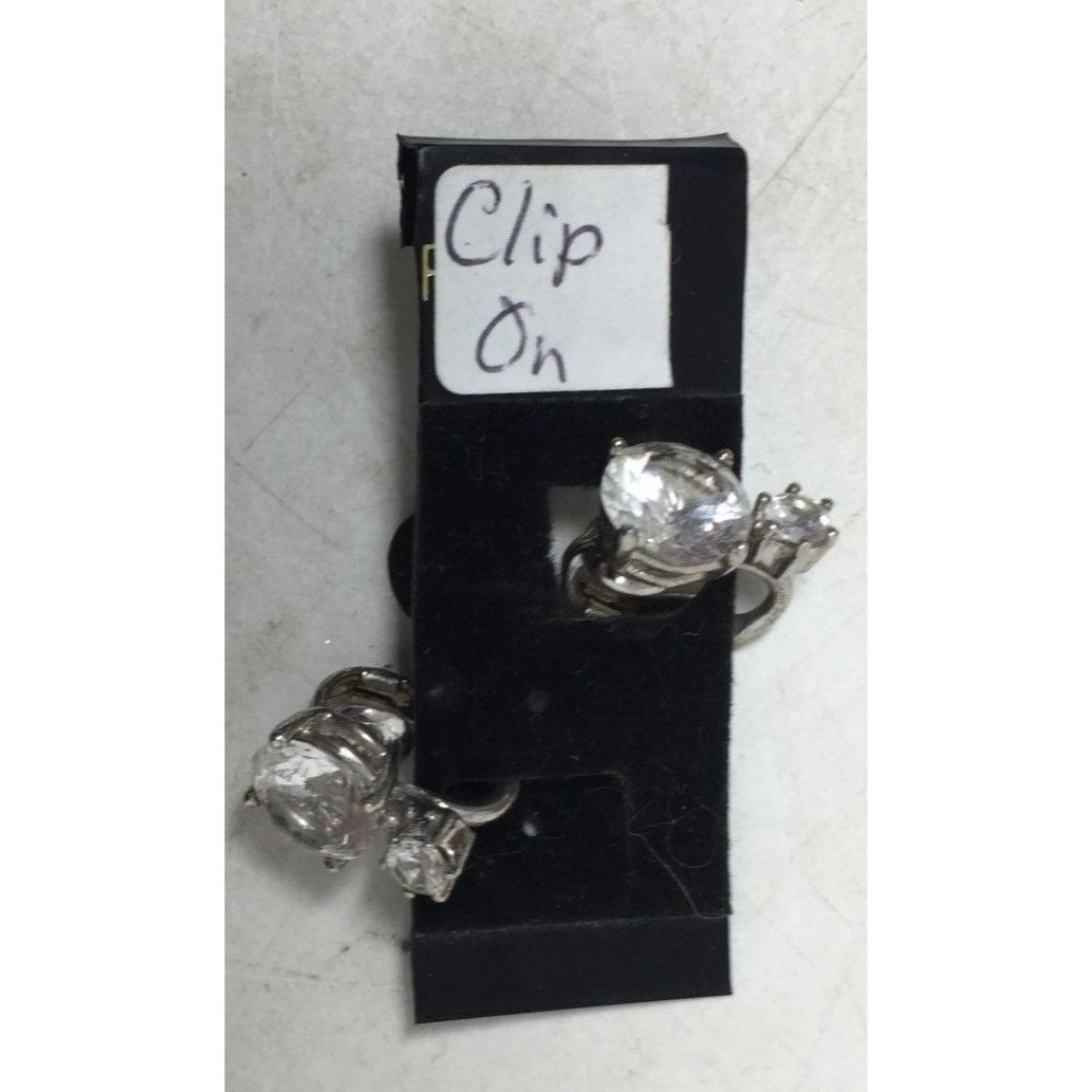 Other Women's Silver Tone Rhinestone Clip On Earrings Size ONE SIZE - 2 Thumbnail