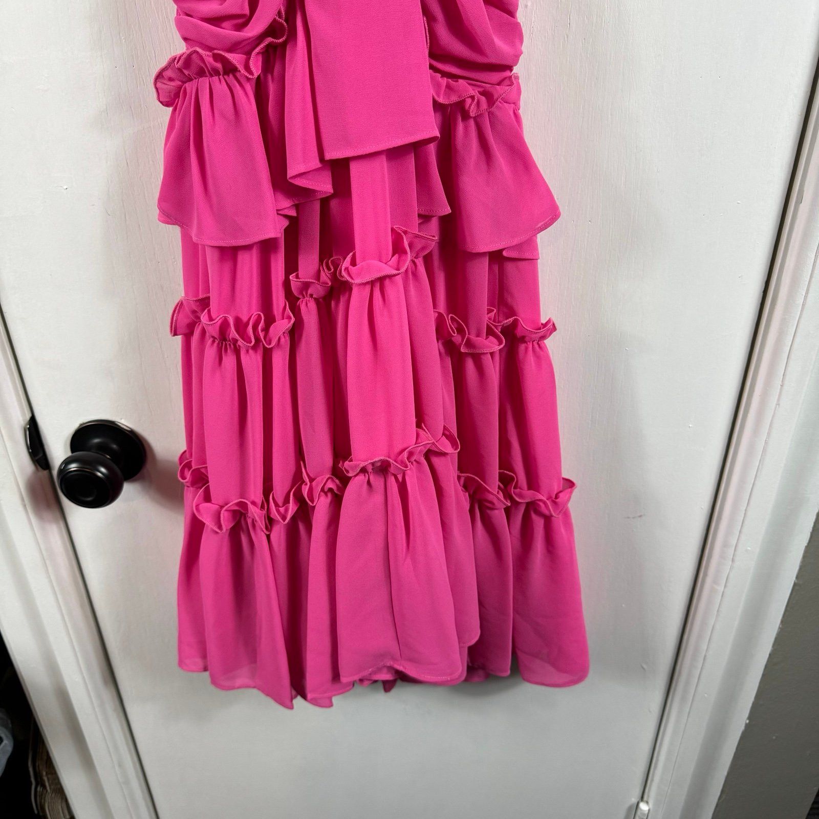 Badgley Mischka ONE33 SOCIAL Pink Tiered Keyhole Cocktail Dress Size XS / US 0-2 / IT 36-38 - 5 Thumbnail