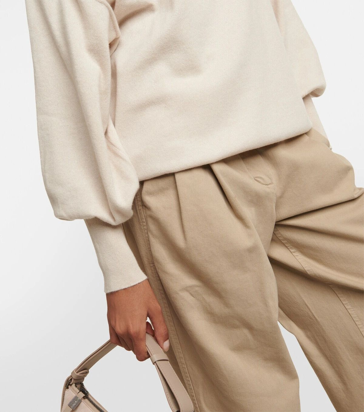 Brunello Cucinelli o1y0825 Turtleneck Cashmere Blend Sweater in Ivory Size L / US 10 / IT 46 - 4 Thumbnail