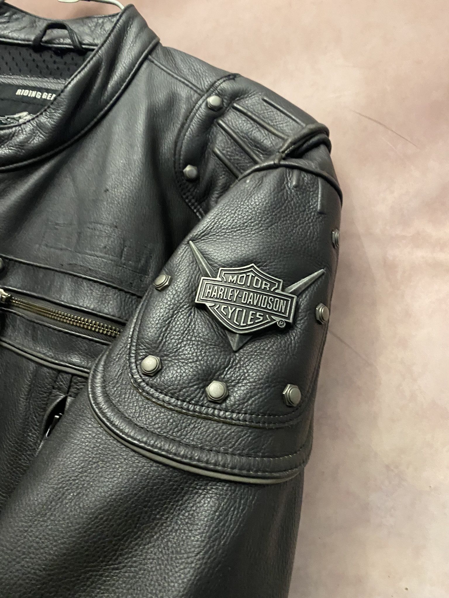 Harley Davidson × Leather × Vintage Harley Davidson Leather Biker Jacket Motorcycle Full Zip Size US L / EU 52-54 / 3 - 4 Thumbnail