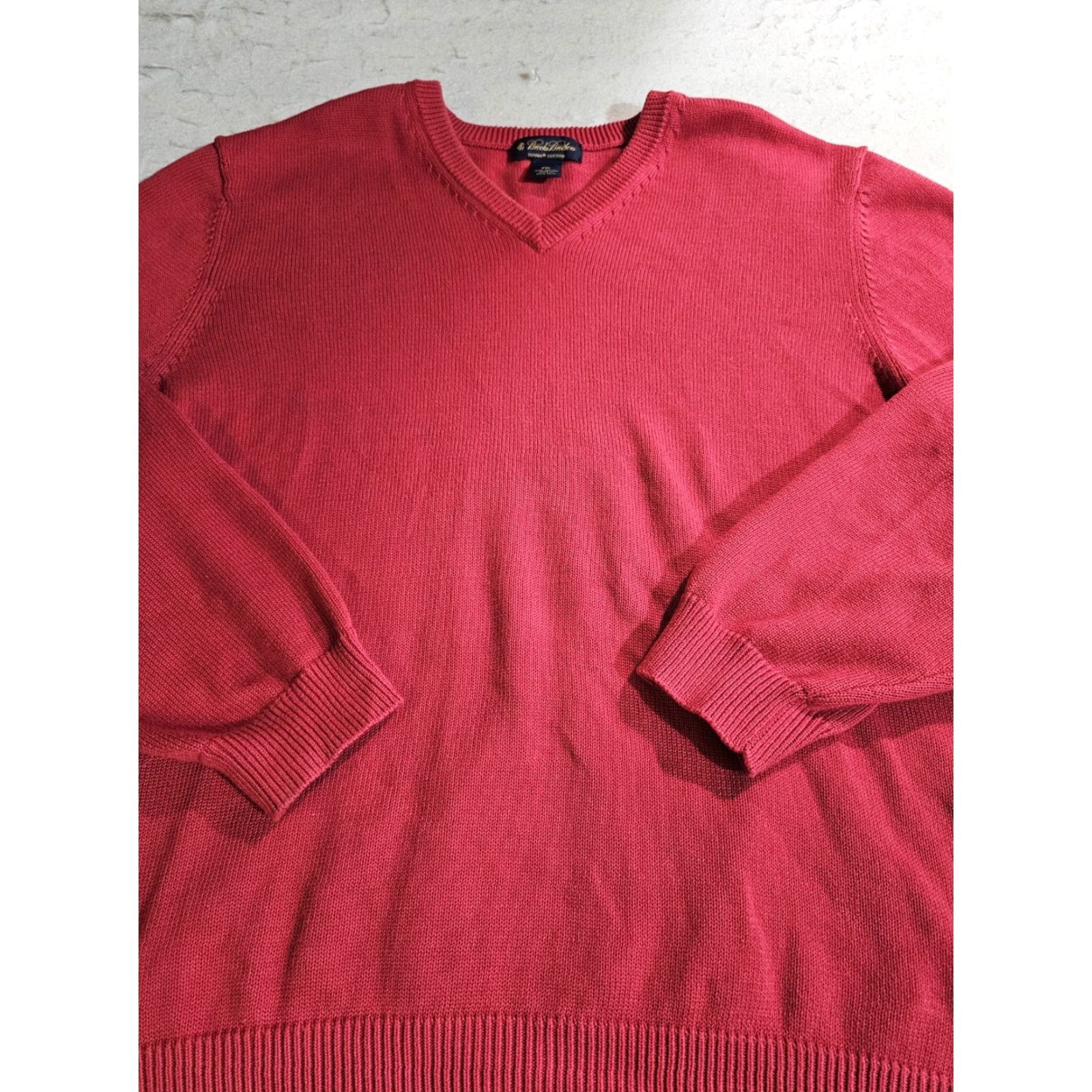 Brooks Brothers VINTAGE Brooks Brothers Signature 100% Supima Cotton V-Neck Sweater Men 2XL Red Size US XXL / EU 58 / 5 - 6 Thumbnail